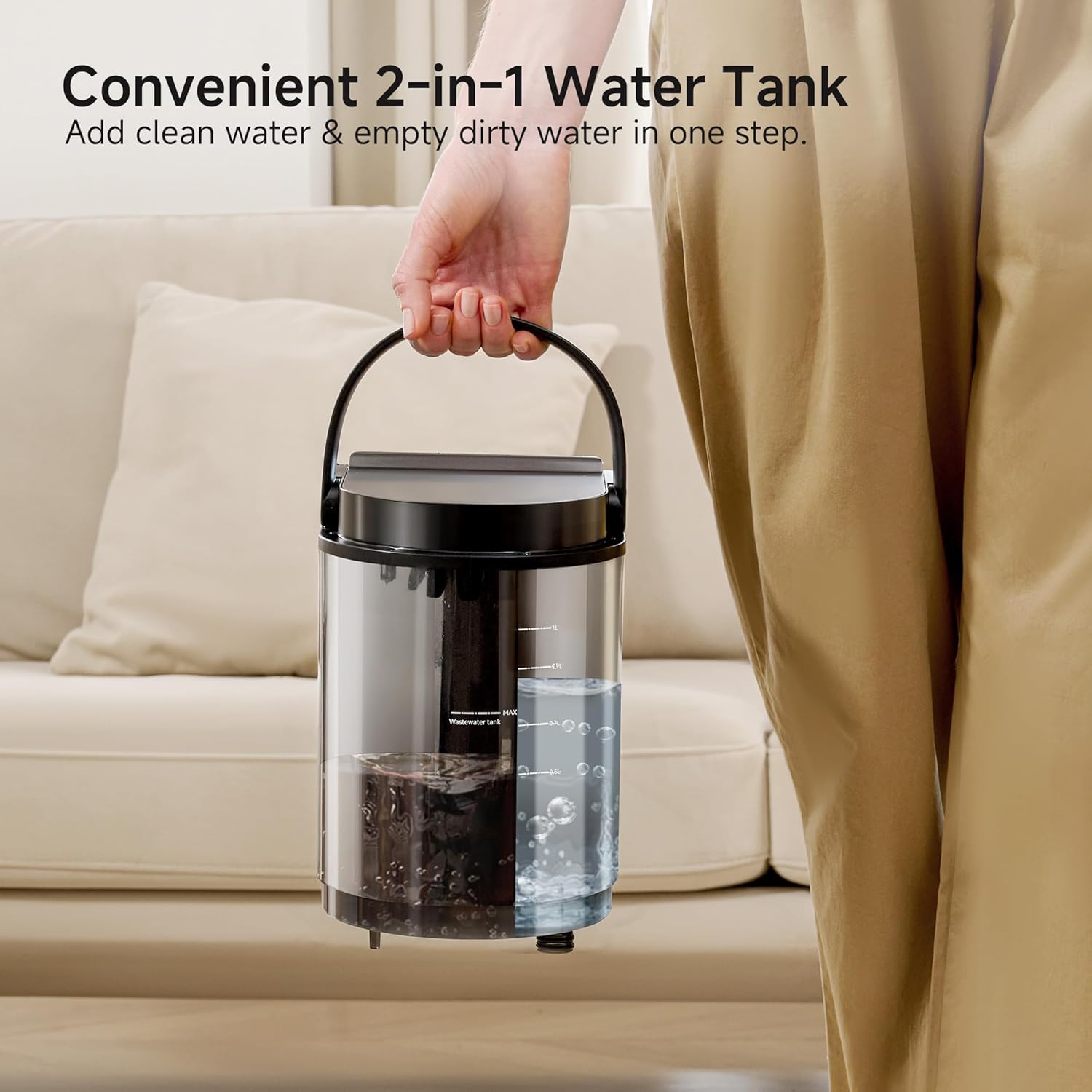 uwant Portable Carpet Cleaner with Steam& Hot Water 18Kpa Upholstery Cleaner Machine for Pets with Cleaning Tools& Solution Carpet Steam Cleaner for Cars,Couch,Furniture - Image 6