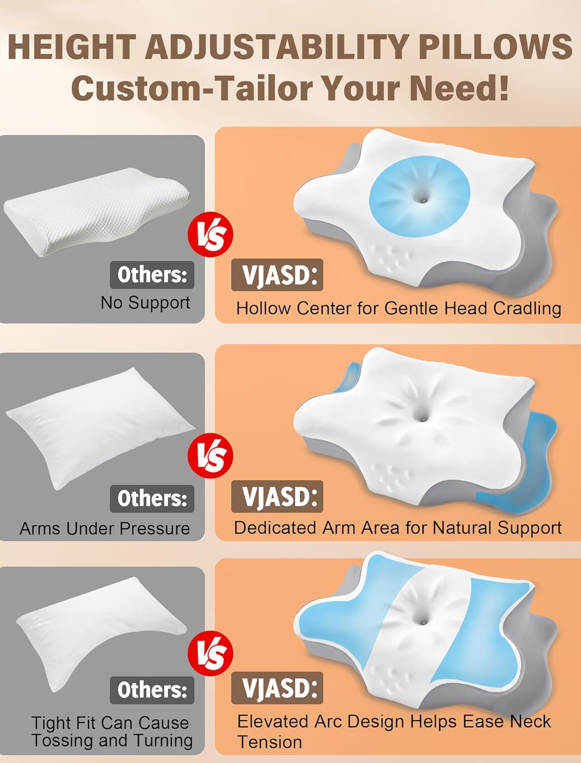 Cervical Neck Pillow for Pain Relief – Ergonomic Memory Foam Pillow for Side Sleeper Contour Orthopedic Bed Pillow for Neck Support with Cooling Cover – Ideal Christmas Birthday Gift for Women Men - Image 3