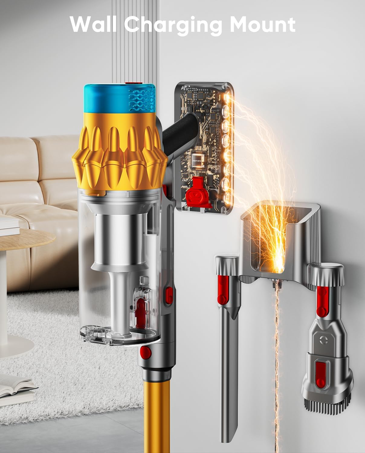 Cordless Vacuum Cleaner, 650W/55KPA/70 Mins Vacuum Cleaners for Home with Self-Standing, Anti-Tangle Brush, Smart Display and 1.8L Cup Cordless Stick Vacuum Cleaner for Pet Hair/Carpets - Image 8