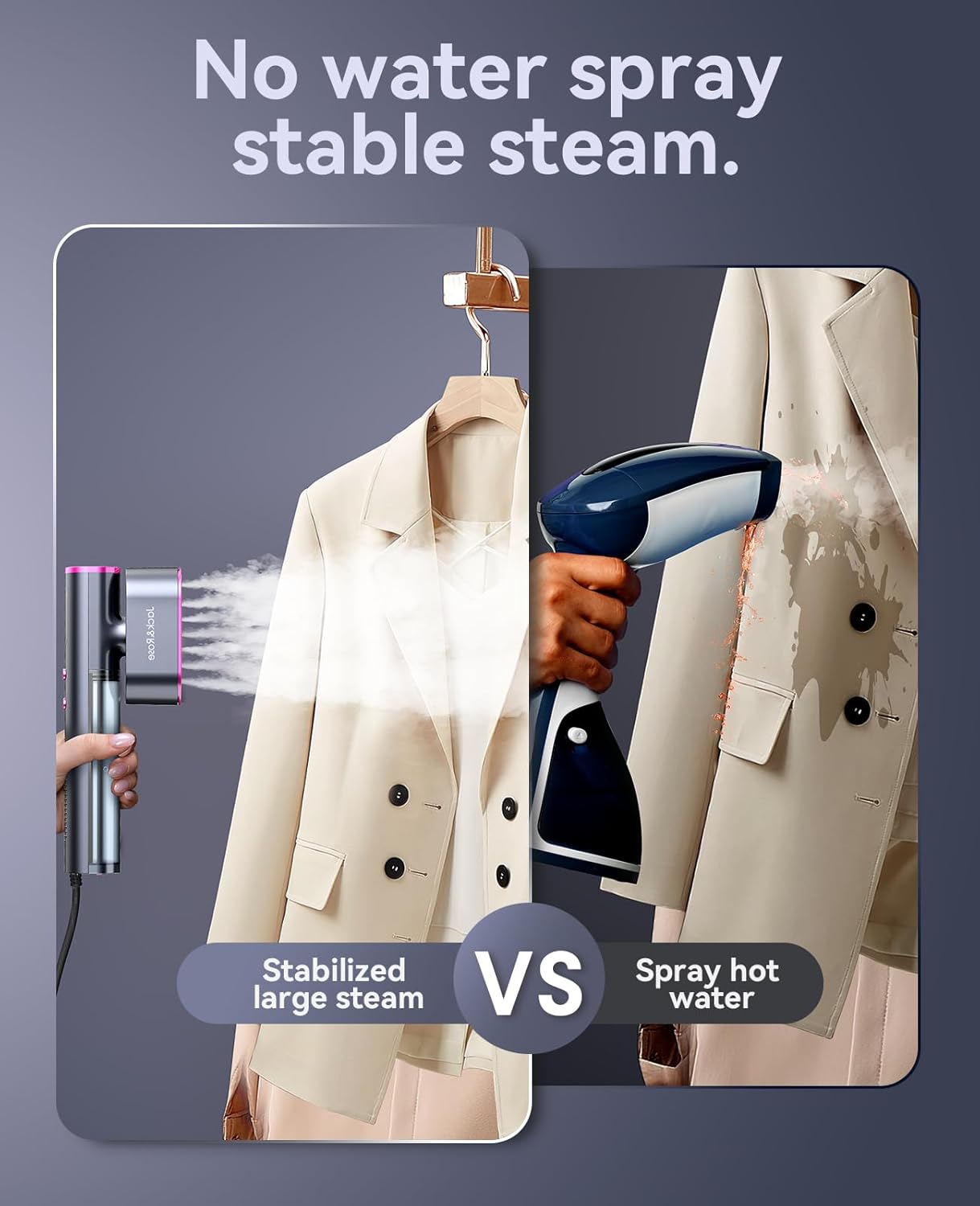 Jack & Rose Travel Steamer for Clothes,100-220V Portable Iron,15s Heat Up,Steamer & Iron 2 In 1, Travel Size,Large Ceramic Heat Panel,for Global and Europe - Image 6