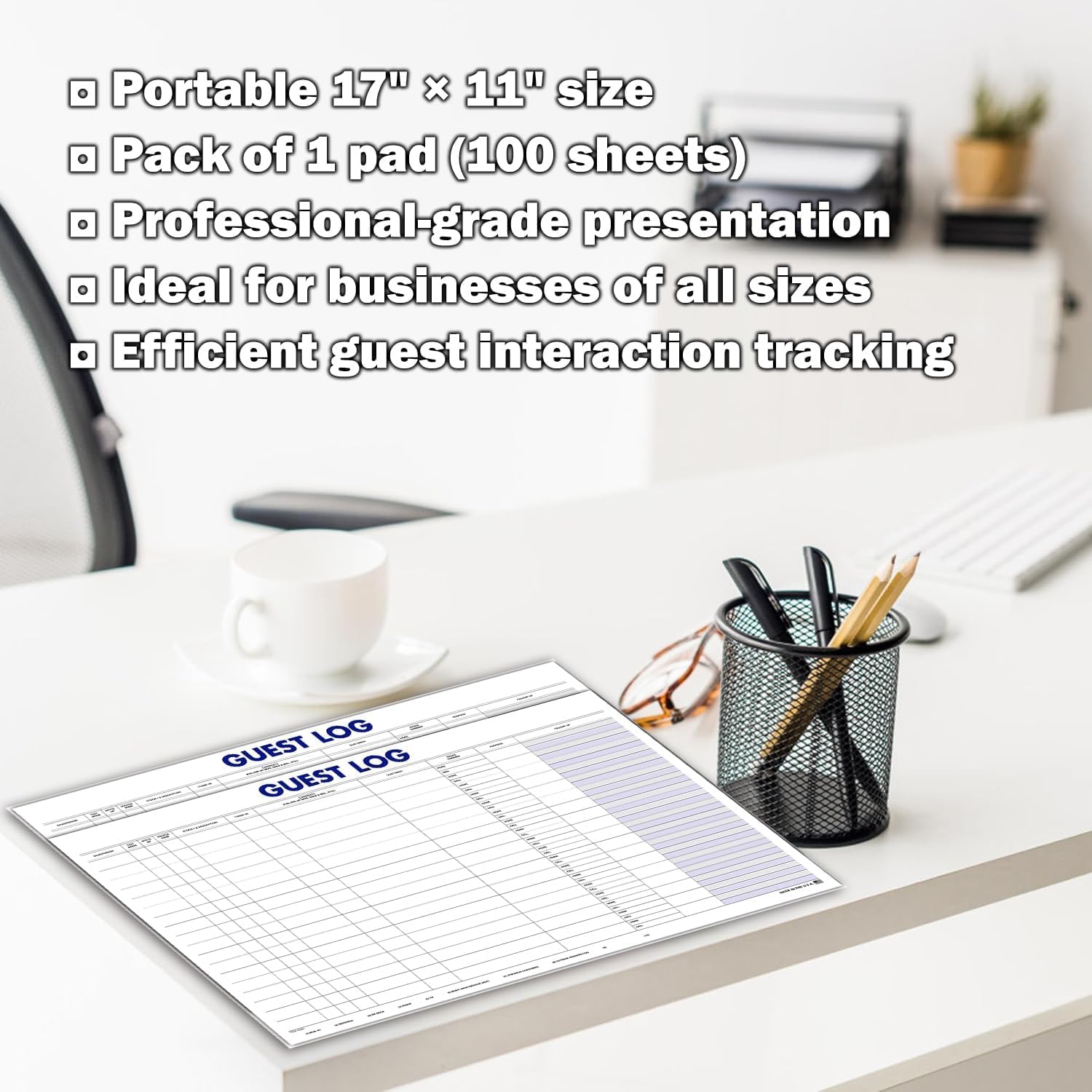Guest Log Book for Automotive Dealerships – Customer Sign-in Tracking Log – 17" × 11" Visitor Registration Book – 100-Sheet Pad for Auto Service Centers, Repair Shops, Lead Management - 1 Pad - Image 3