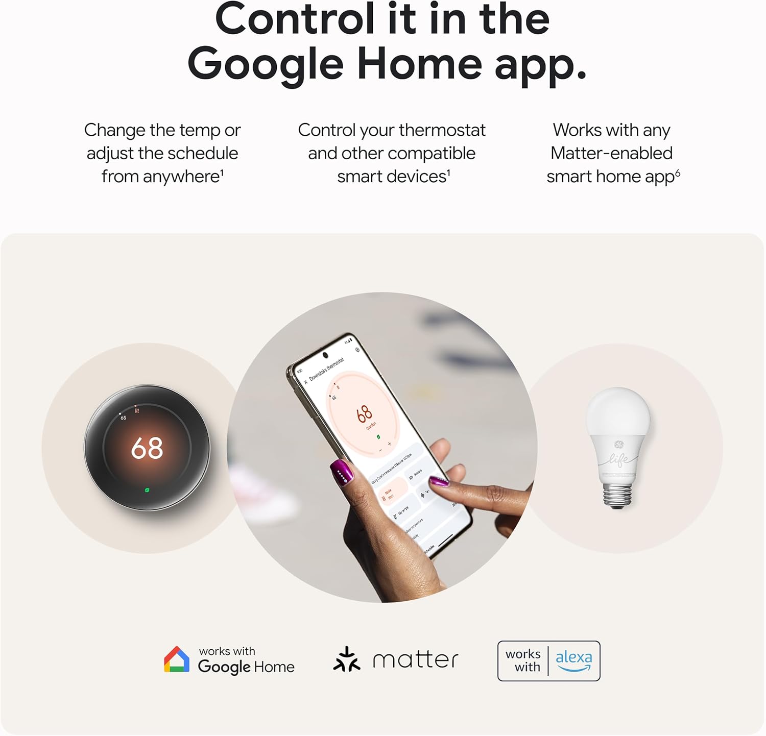 Google Nest Learning Thermostat (4th Gen, 2024) with Nest Temperature Sensor - Energy Saving Smart Thermostat - Compatible with Alexa, Apple HomeKit and Google Home App - Polished Gold - Image 9