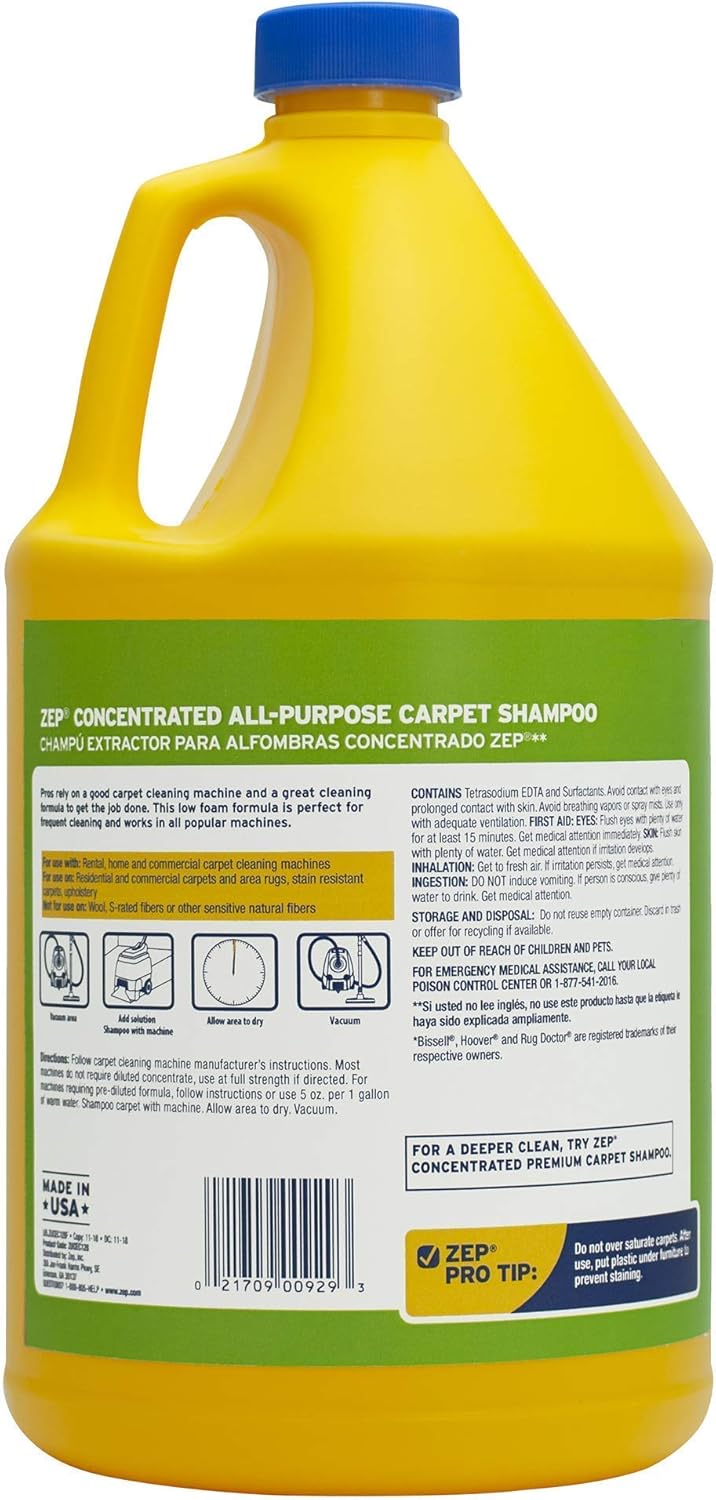 Zep All-Purpose Carpet Shampoo Concentrate Cleaner - 1 Gallon - ZUCEC128 - Professional Formula Removes Dirt and Stains - Image 2