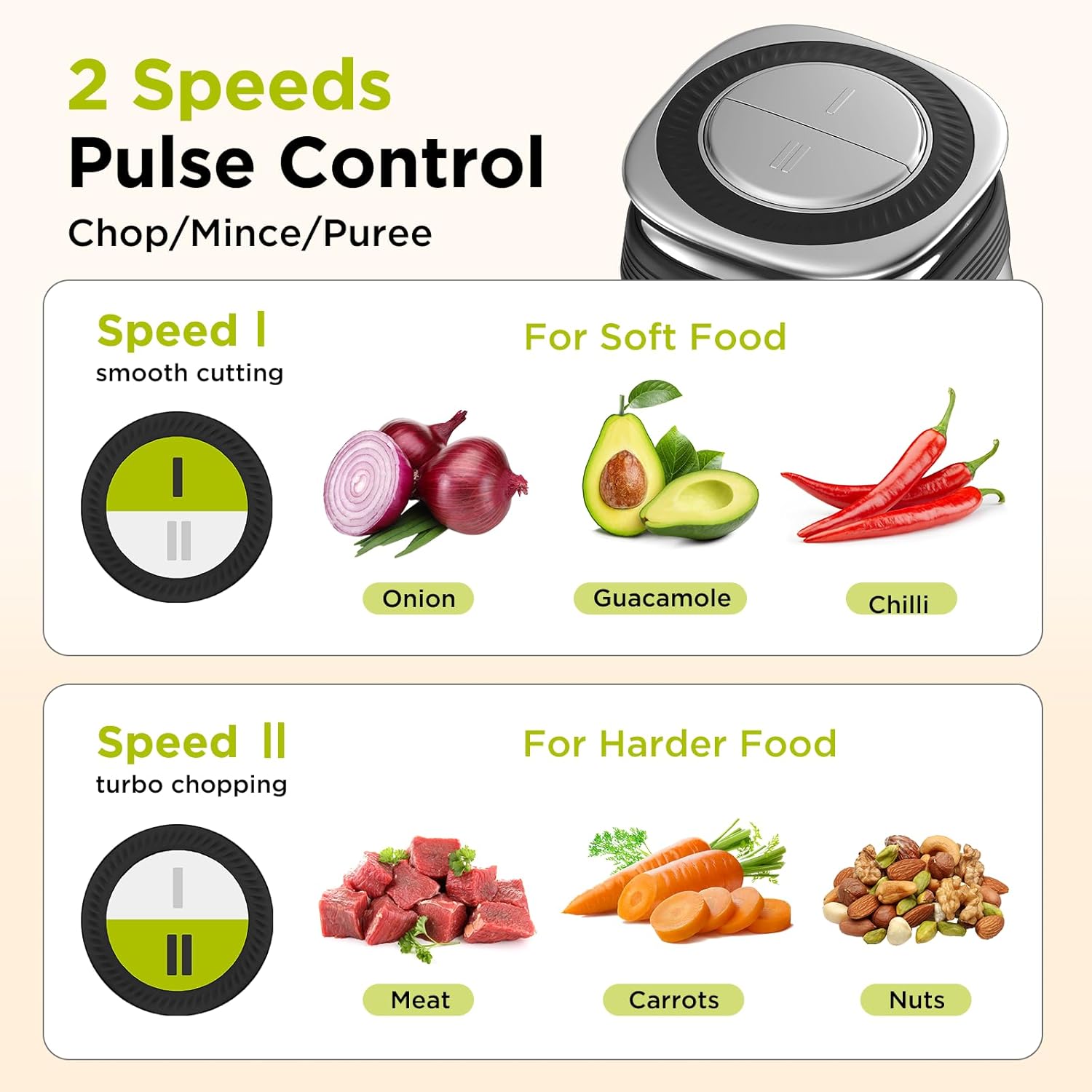 KOIOS Food Processor, 500W Electric Food Chopper with 2 Bowls (8 Cup+8 Cup) & 2 Bi-Level Blades&, Small Electric Grinder Meat Processor for Nuts, Meat, Onion, Garlic, Baby Food, Black - Image 3