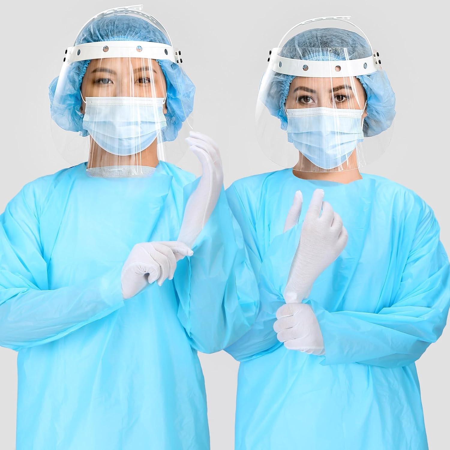 TrelaCo 20 Pack Disposable Isolation Gowns PPE Gowns Set with Sleeves Thumb Loops Waist Ties 46 Inch Large Waterproof CPE Odorless Disposable Gown for Home Isolation, Lab, Dental, Beauty (Blue) - Image 7