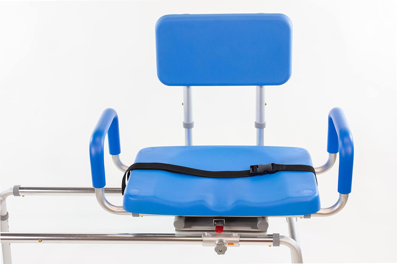 Carousel Sliding Shower Chair Tub Transfer Bench with Swivel Seat, Bariatric, Premium Padded with Pivoting Arms, High Capacity, Heavy Duty for Tubs, Inside Shower, for Handicap & Seniors, Blue - Image 3
