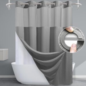 Grey Shower Curtain and Liner Set &...