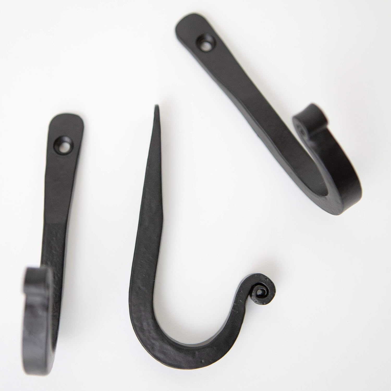 Decorative Wrought Iron Hooks for Wall - Heavy Duty Black Hooks for Hanging Coats, Bags, Hats and Towels, Rusic Wall Hangers - 3.75 x 0.5 x 2 Inch (Black, 3 Units) - Image 6