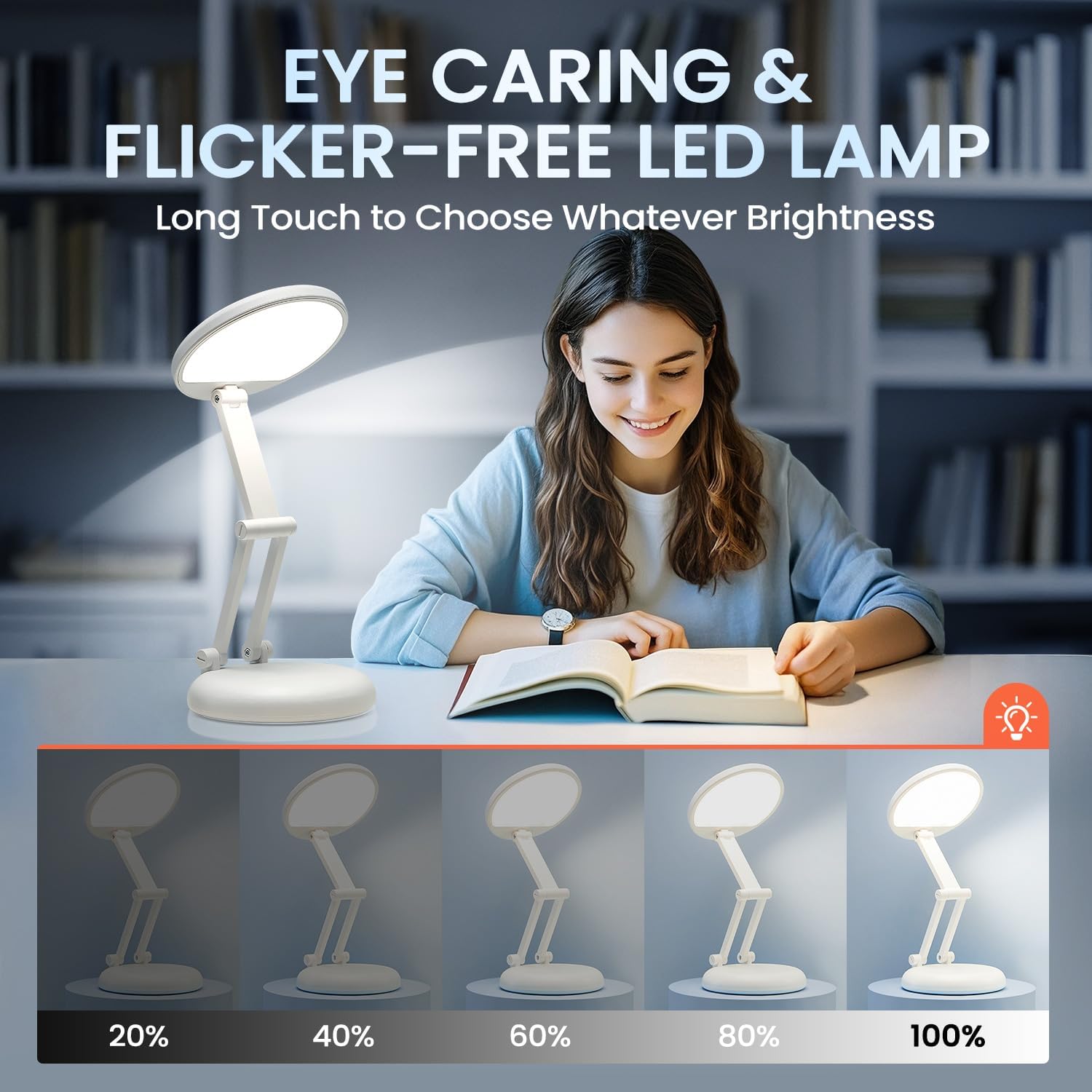 One Fire Cordless Desk Lamp,Dimmable Small Battery Powered Lights,3600mAh Rechargeable Wireless Table Lamp,Mini Lamp&Portable Light for Bed,Book Reading,Home for Small Spaces,Nail Light,Craft,Office - Image 2