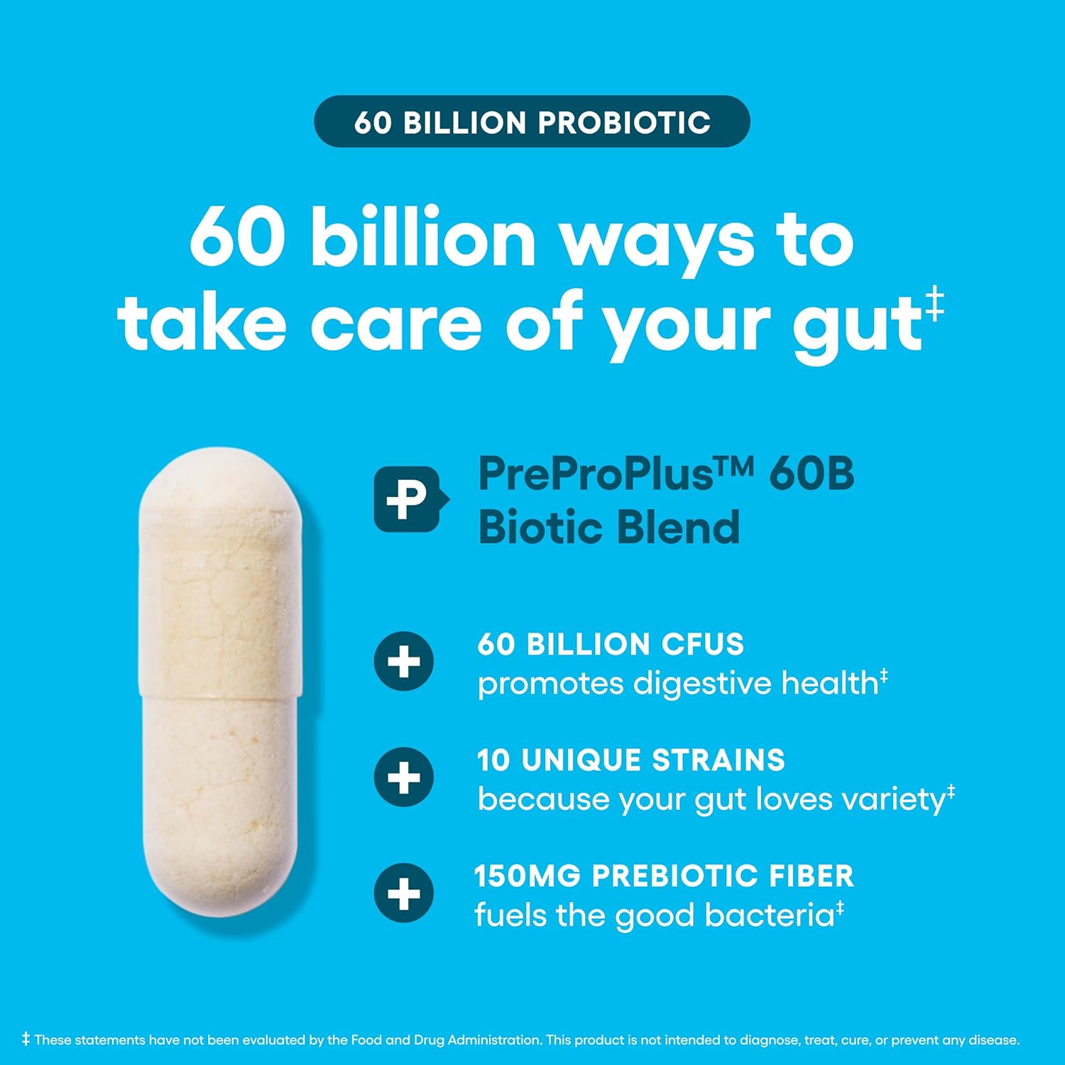 Physician's CHOICE Probiotics 60 Billion CFU - 10 Strains + Organic Prebiotics - Immune, Digestive & Gut Health - Supports Occasional Constipation, Diarrhea, Gas & Bloating - for Women & Men - 30ct - Image 4