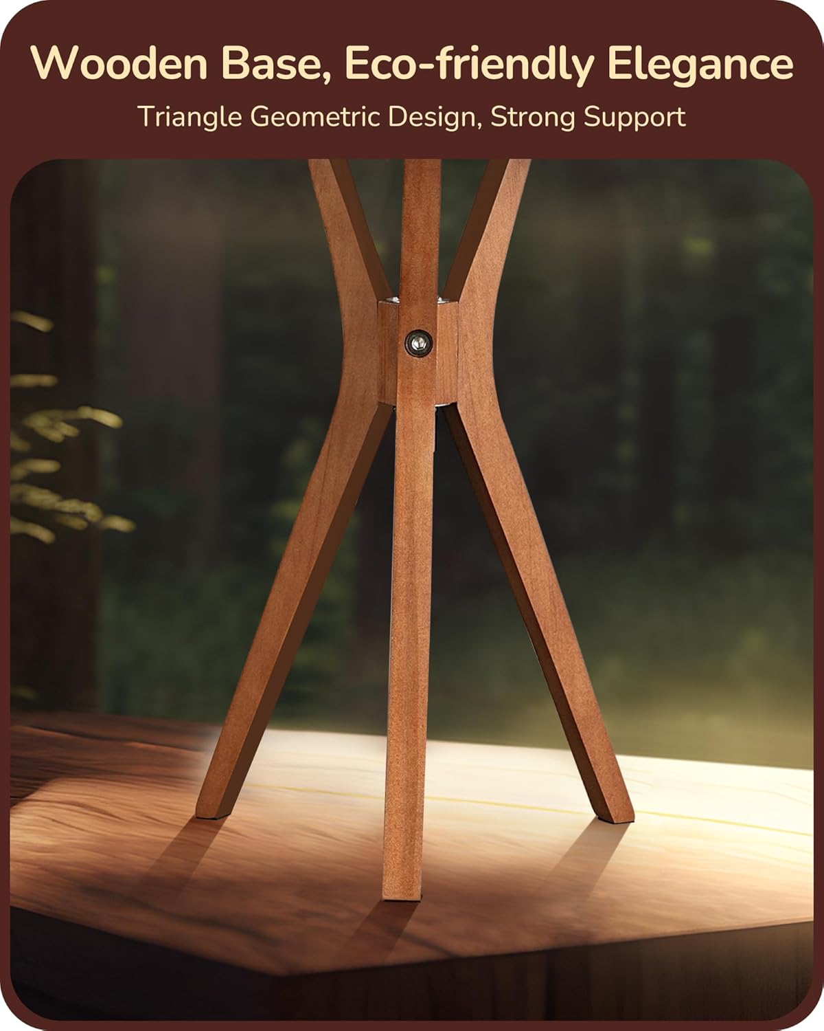 EDISHINE Mid Century Table Lamp, 17.5" Tripod Bedside Lamp with Deep Wood Color Light Base & Beige Linen Lampshade, Nightstand Lamp for Bedroom, Living Room, Reading Room, E26 Base - Image 2