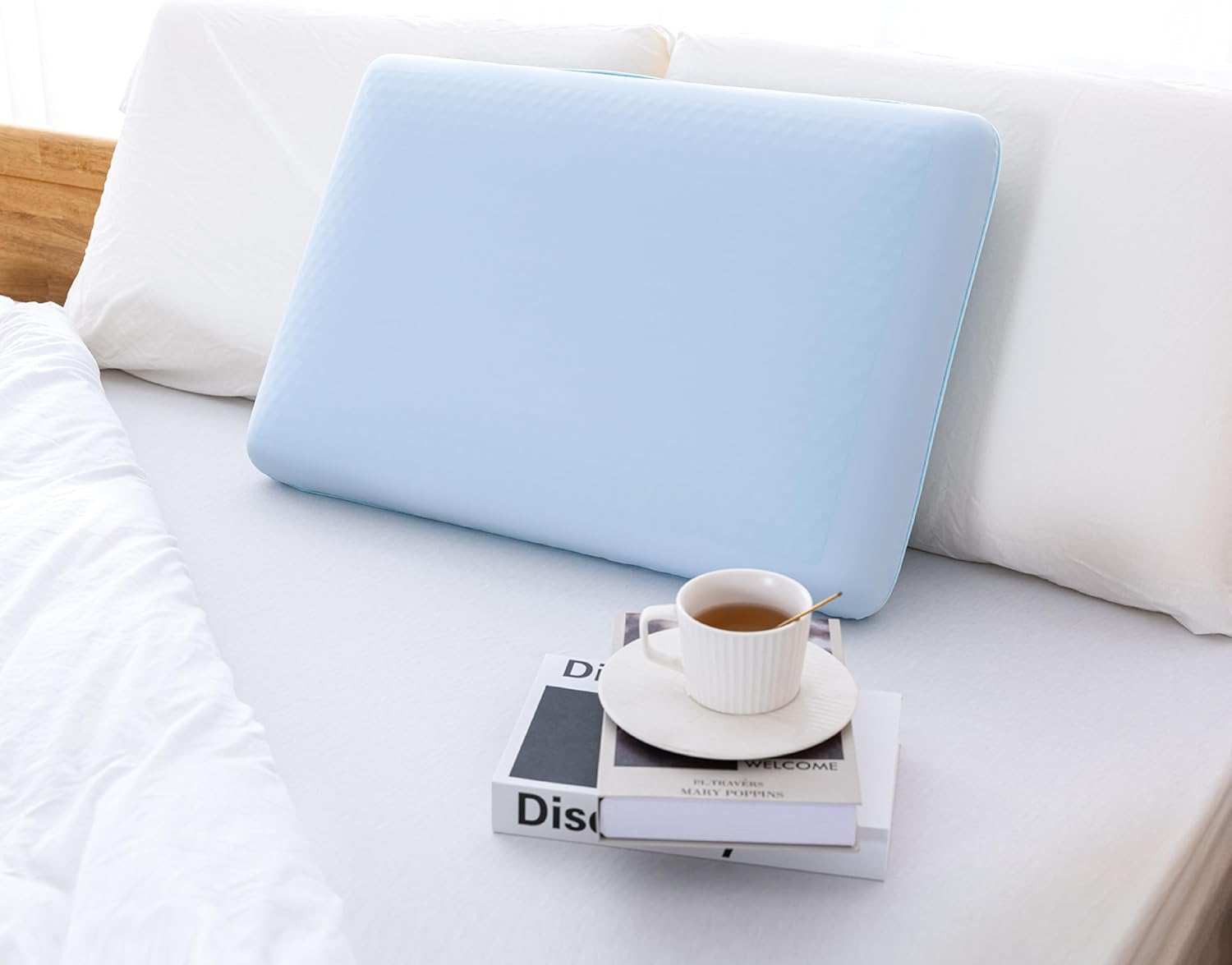 EGOHOME Cooling Gel Memory Foam Pillow - Reversible Cooling Cover, Neck Support for Side, Back and Stomach Sleepers, Removable & Machine Washable, All-Season Comfort, Standard Size, Blue - Image 7