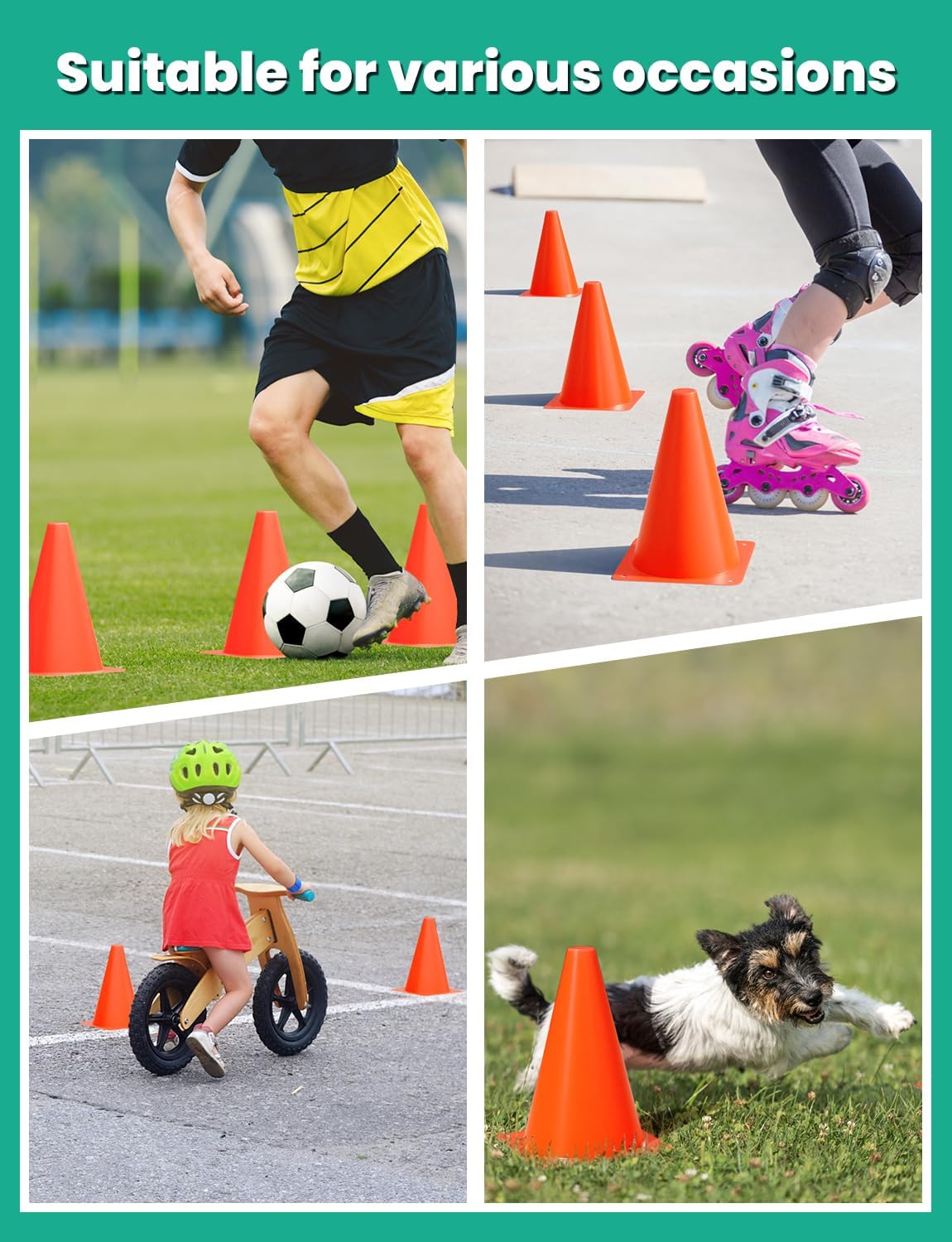 GHB Soccer Cones 7" 9" of 12 24 Pack Disc Soccer Sport Cones Training Field Marker Agility Cones for Basketball, Coaching, Practice Equipment Includes Drills Guide - Image 6