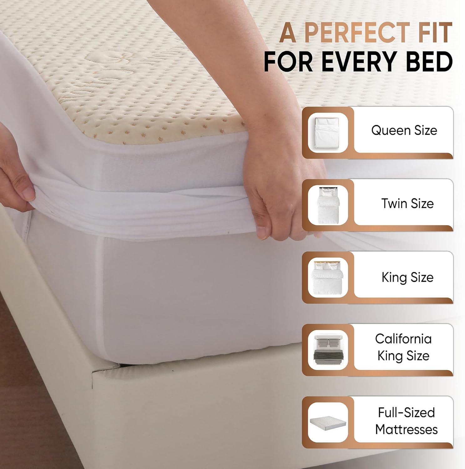 Luxury Waterproof Organic Mattress Protector King Size - Organic Cotton Breathable Mattress Pad Cover - Premium 380GSM 3D Air Fabric - Deep Pocket - Jersey Cotton Skirt - Fitted Design - Image 4