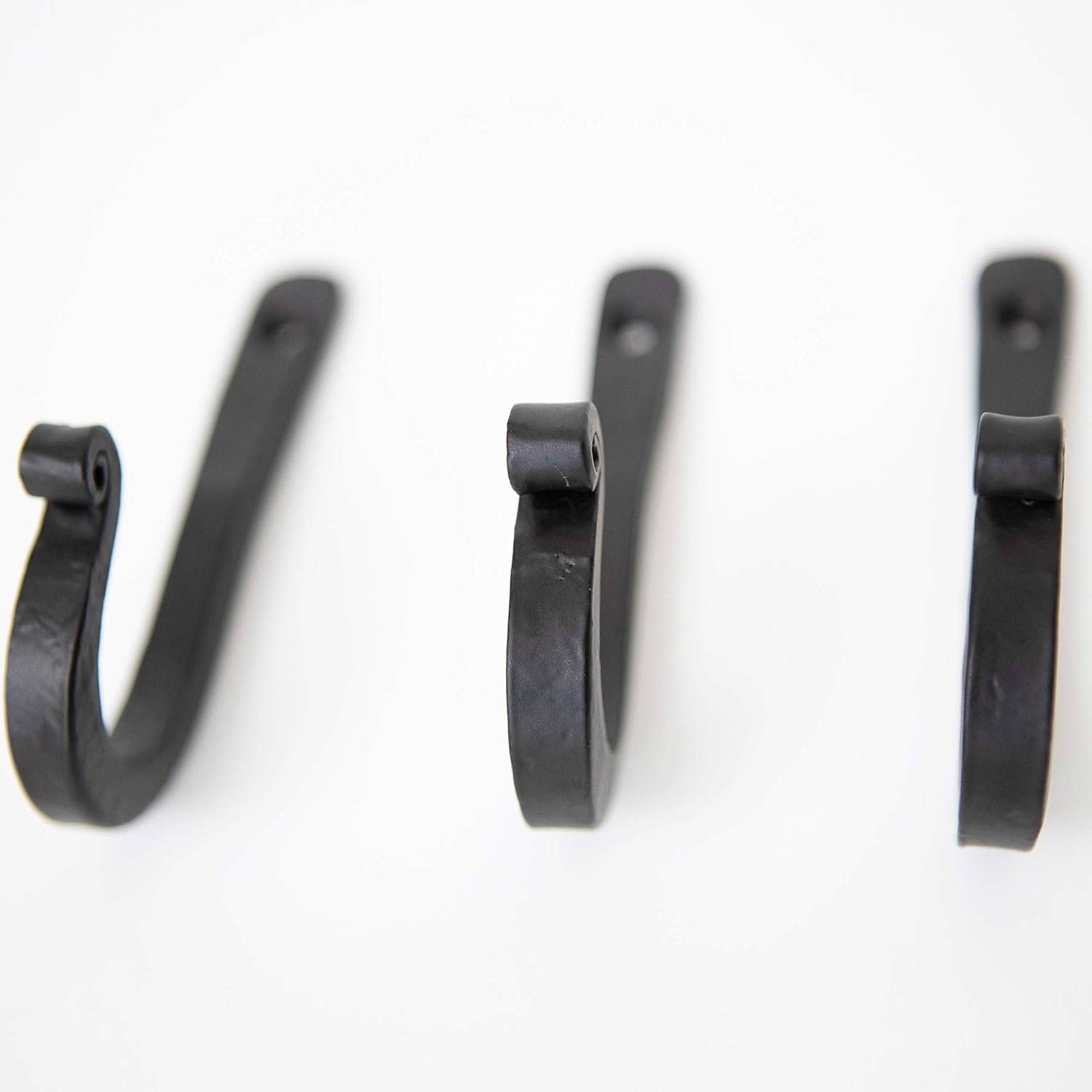 Decorative Wrought Iron Hooks for Wall - Heavy Duty Black Hooks for Hanging Coats, Bags, Hats and Towels, Rusic Wall Hangers - 3.75 x 0.5 x 2 Inch (Black, 3 Units) - Image 7