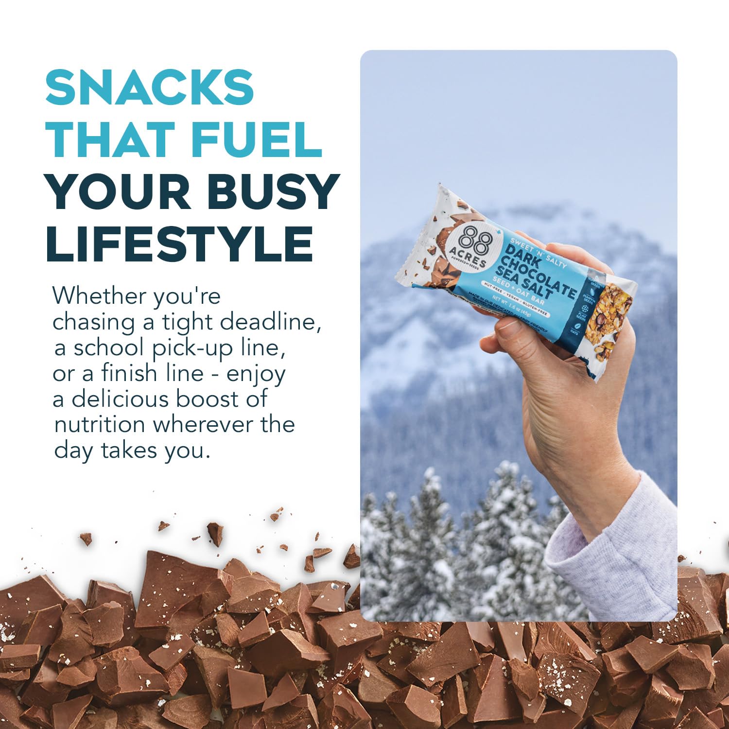 88 Acres Granola Bars, Dark Chocolate Sea Salt, 12 Count, School Safe, Allergen Free Seed & Oat Snack Bar, Gluten & Nut Free, Vegan, Non-GMO & Kosher, Individually Wrapped - Image 5