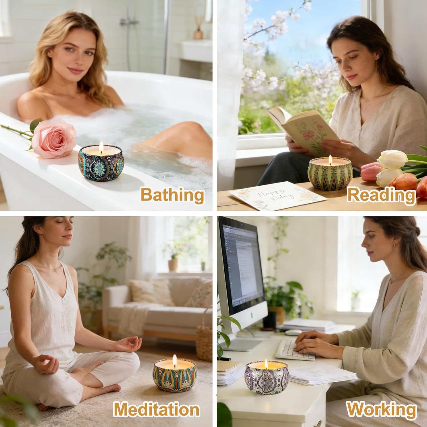 Scented Candles Gift Set,12 Pack Candles for Home Scented, 300 Hour Long-Lasting Soy Wax Aromatherapy Candle Set, Spring Home Refresh & Housewarming Gifts for Women - Image 6