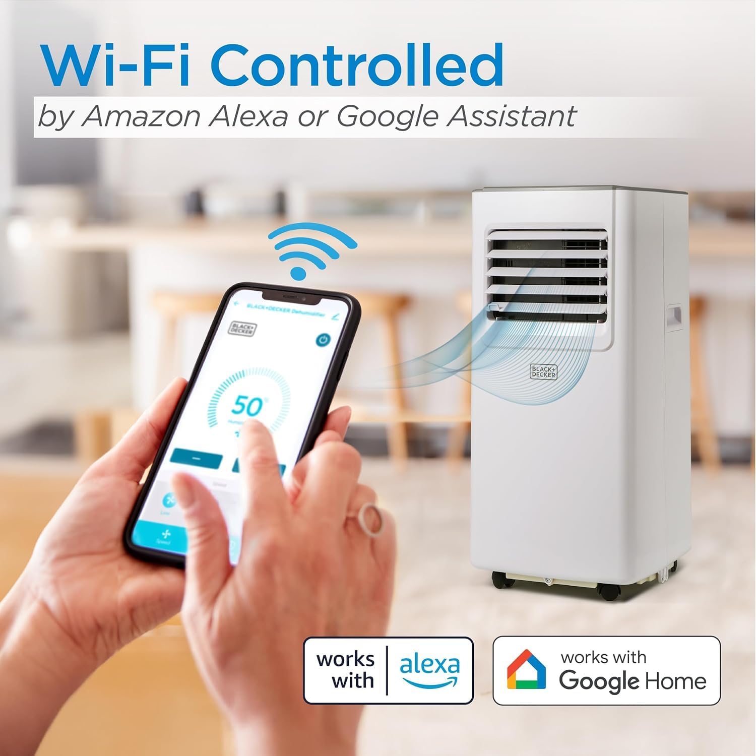 BLACK+DECKER 8,000 BTU Portable Air Conditioner with Wifi & Remote Control, 3-1-in AC, Fan & Dehumidifier, with App, Alexa & Google Assistant, Window Kit - Image 3