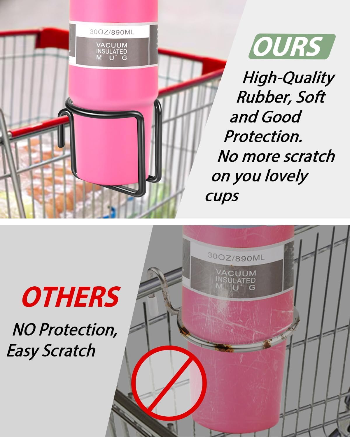 Kevenal Shopping Cart Cup Holder, Hanging Cup Holder for Shopping Carts, Black, Stainless Steel - Image 5