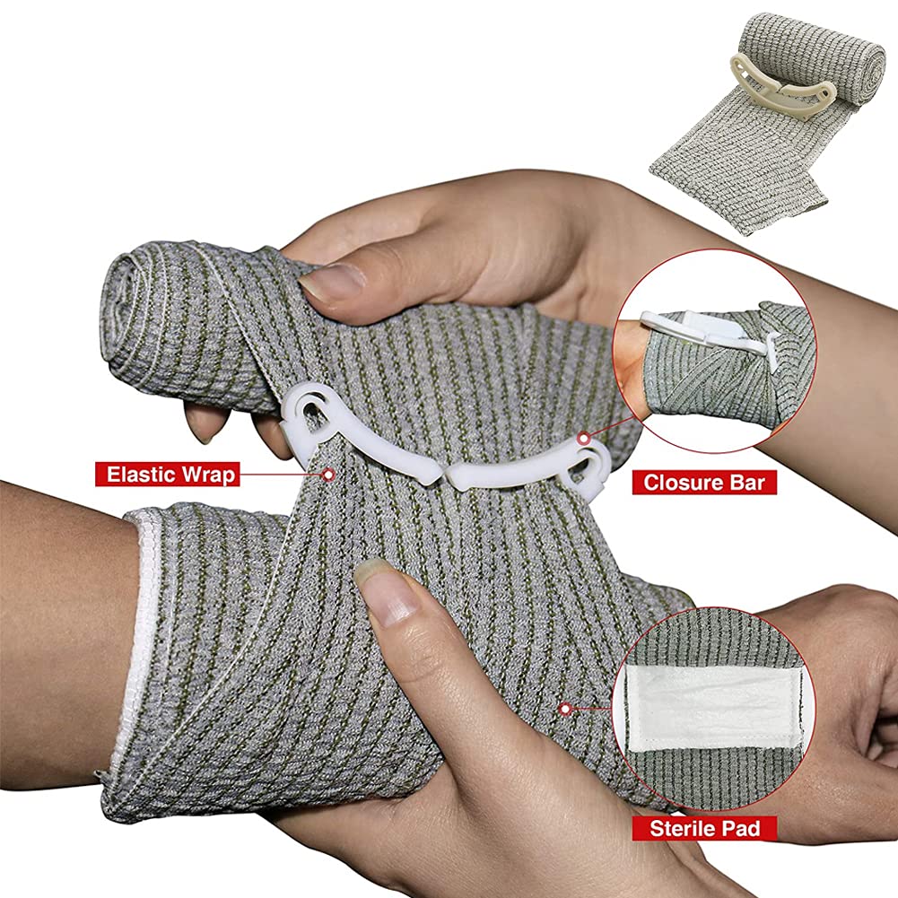 Bleeding Control Pack Feat Med Trauma Kit, Includes Vented Chest Seal x2, Israeli Bandagex2, Adhesive Wound Dressing x5, Emergency Blanket, Bandages, Shears (11 Items) - Image 2