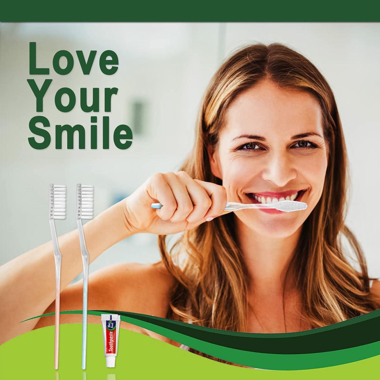 30 Pack Disposable Toothbrushes with Toothpaste, Individually Wrapped Bulk Medium Soft Bristle Tooth Brush Manual Travel Toothbrush Kit Bulk, White, 0.5 kilograms - Image 3