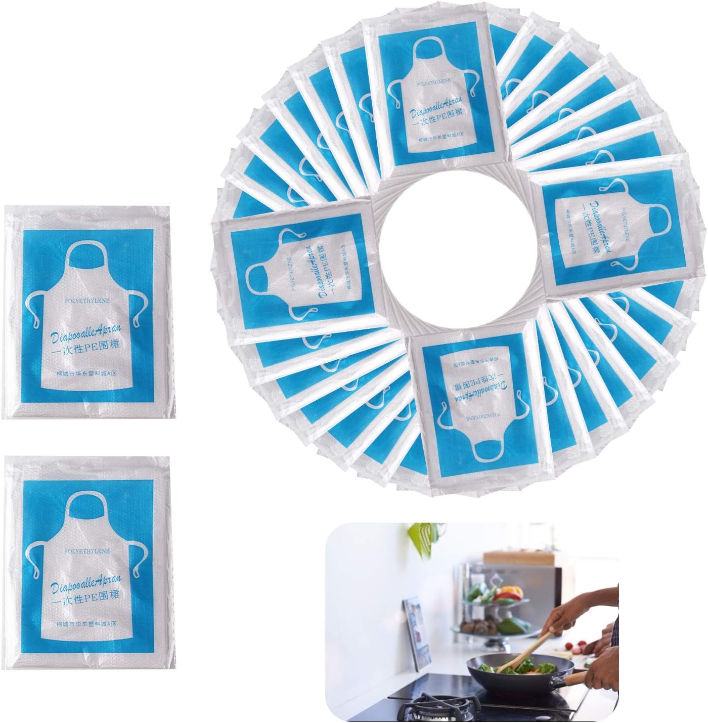JIAKAI 23 x 37 inches Clear Polyethylene Waterproof Disposable Aprons For Cooking, Serving, Painting or Dish-Washing-100pcs - Image 6