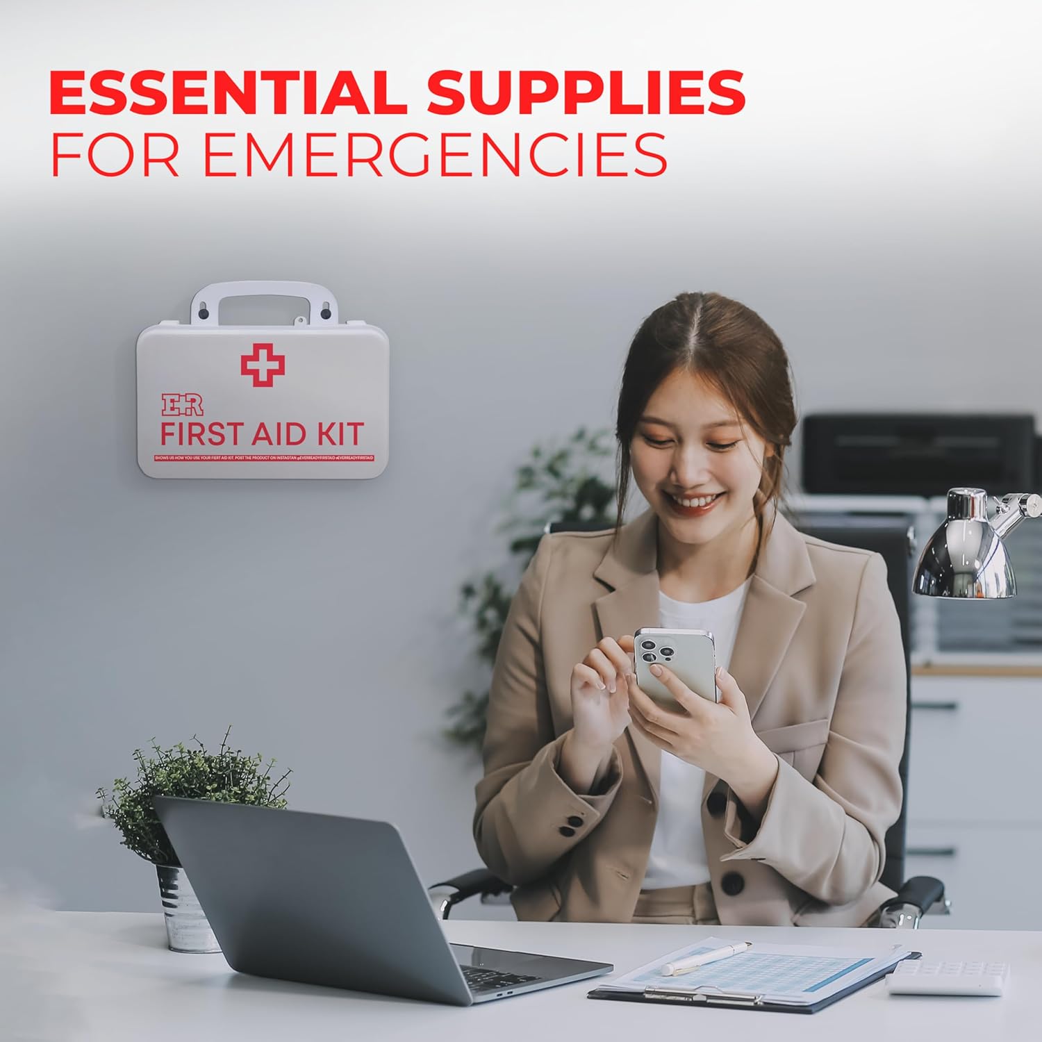 Class B OSHA ANSI Compliant First Aid Kit – Emergency Medical Supplies in Wall-Mountable Plastic Case for Workplace, Office, Home – 190 Piece - Image 7