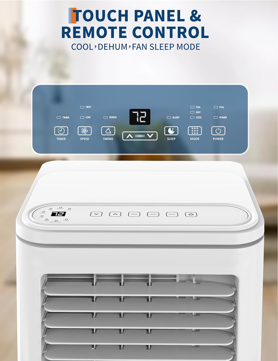 8,000 BTU Portable Air Conditioners, Quiet Portable Cooling AC Unit Up to 350 Sq.Ft. with Dehumidifier, 24H Timer, Sleep Modes, 3 in-1 AC Unit with Remote Control, for Bedroom, Room, Office,Apartment - Image 4