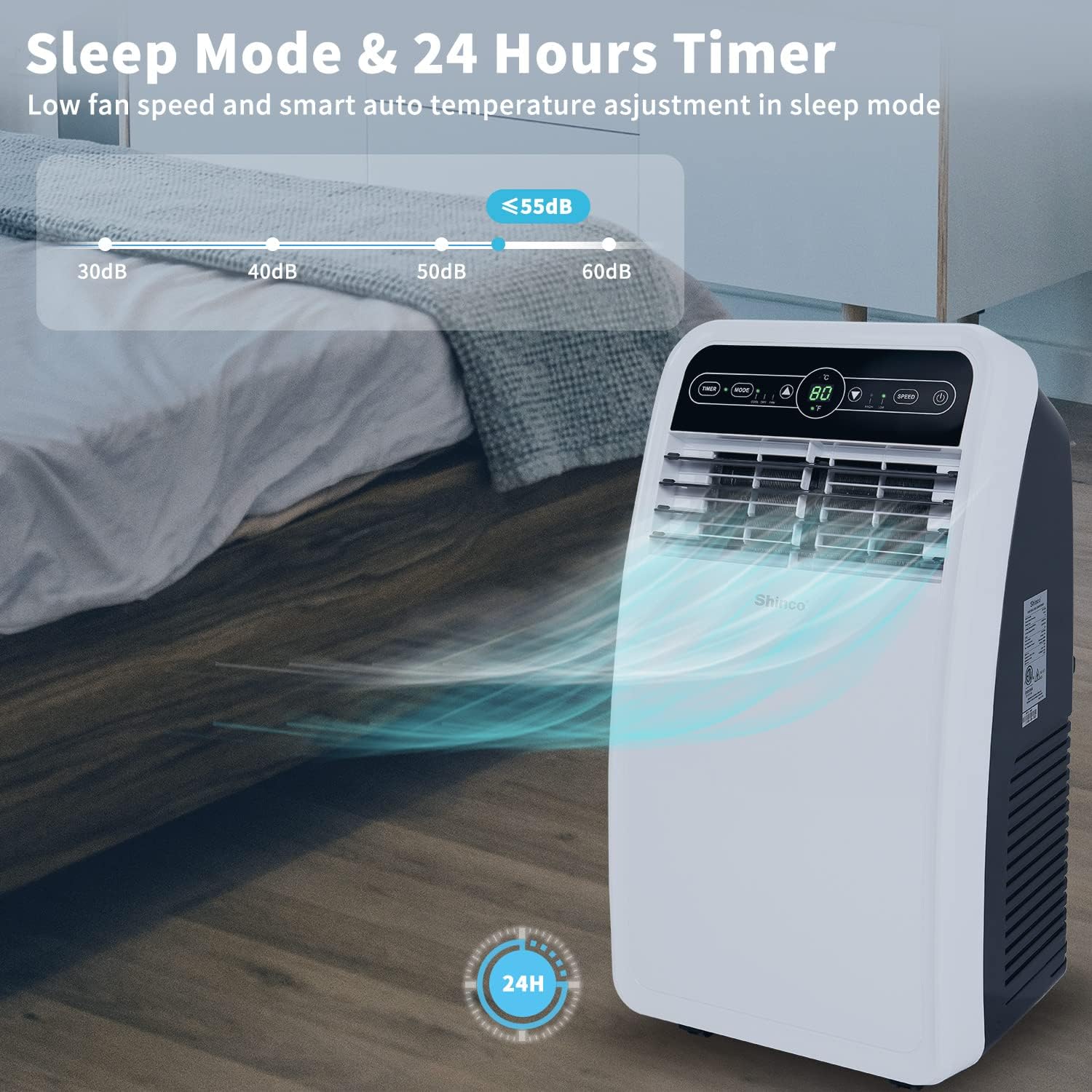 Shinco 8,000 BTU Portable Air Conditioner, AC Unit with Built-in Cool, Dehumidifier & Fan Modes for Room up to 350 sq.ft, Conditioner Remote Control, 24 Hour Timer, Installation Kit - Image 7