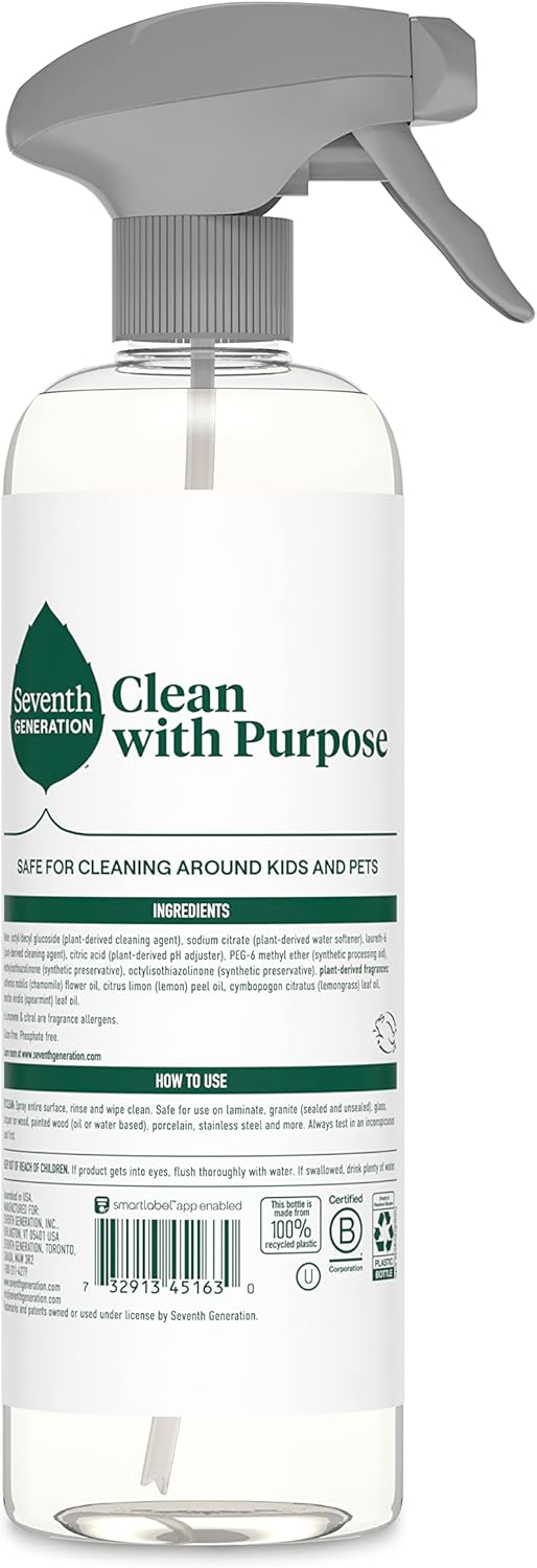 Seventh Generation All Purpose Cleaning Spray Surface Cleaner Lemon Chamomile scent Cuts Grease 23 oz, Pack of 4 - Image 2