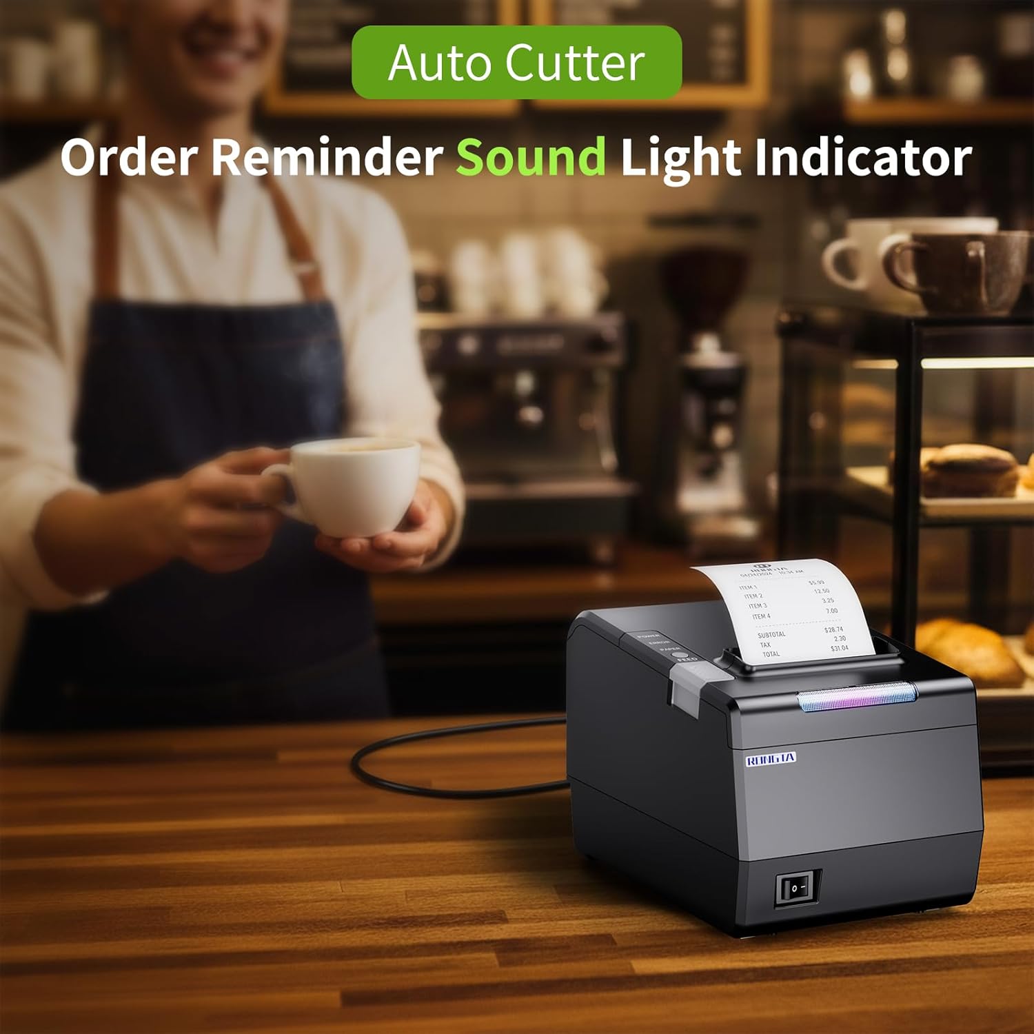 Rongta POS Printer, 80mm Thermal Receipt Printer, Restaurant Kitchen Printer with Auto Cutter, USB Serial Ethernet Interface, ESC/POS Command, Support Cash Drawer for Windows/Mac/Linux(RP850) - Image 3