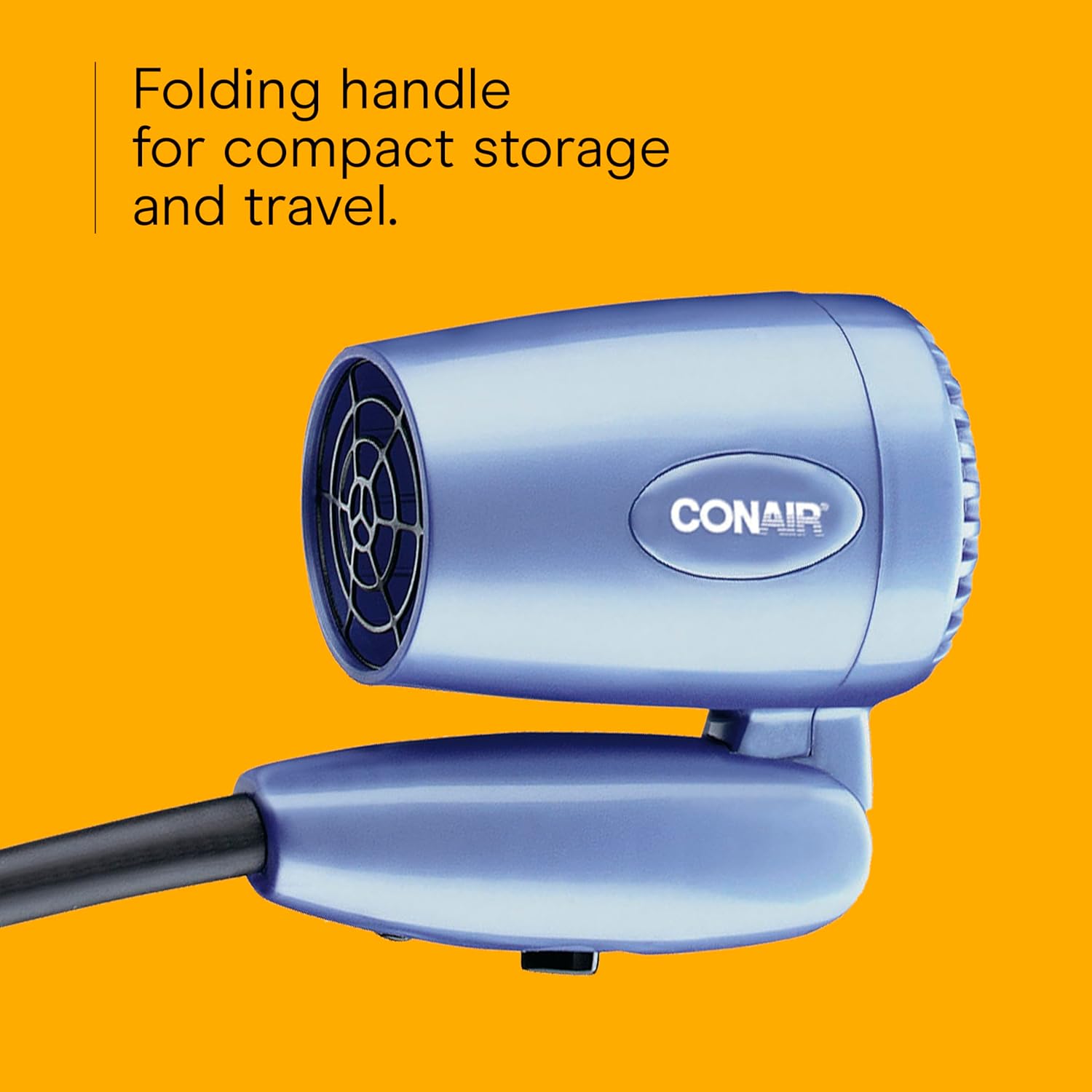 Conair Travel Hair Dryer with Dual Voltage, 1600W Compact Blow Dryer with Folding Handle, Blue - Image 4