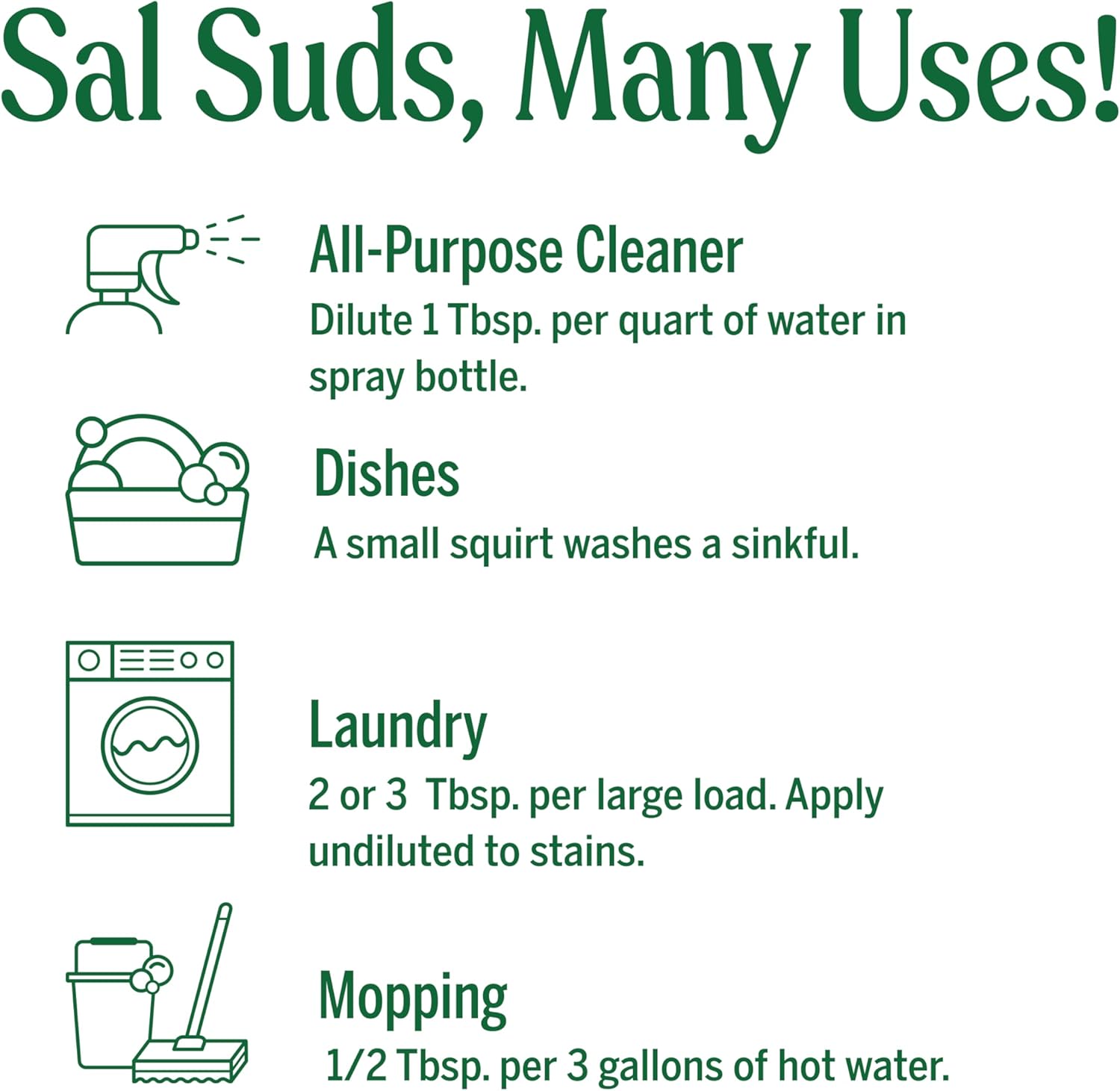 Dr. Bronner's - Sal Suds Biodegradable Cleaner (32oz, 2-Pack) – Concentrated All Purpose Cleaning Solution & Mop Soap, For Floors, Laundry & Dishes – Powerful Formula Made with Plant-Based Surfactants - Image 5