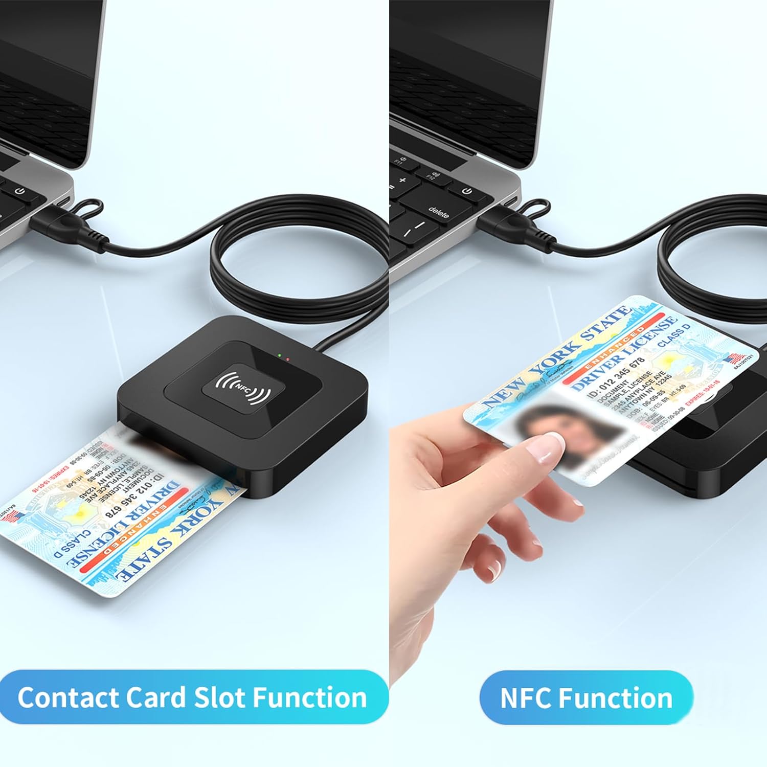 CAC NFC Smart Card Reader Military, Dual Interface USB DOD Military ID/IC Card Reader with Contactless NFC Tap-to-Read, USB C Adapter Compatible with Windows, Linux, MacOS - Image 5