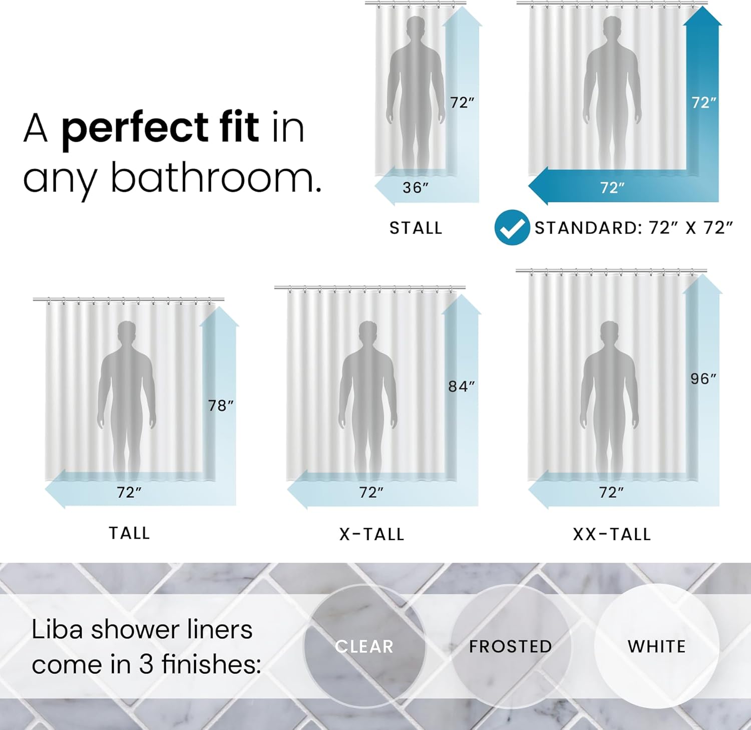 LiBa Bathroom Shower Curtain Waterproof Plastic Shower Curtain Premium PEVA Non-Toxic with Rust Proof Grommets Clear 8G Bathroom Accessories 72x72 - Image 2