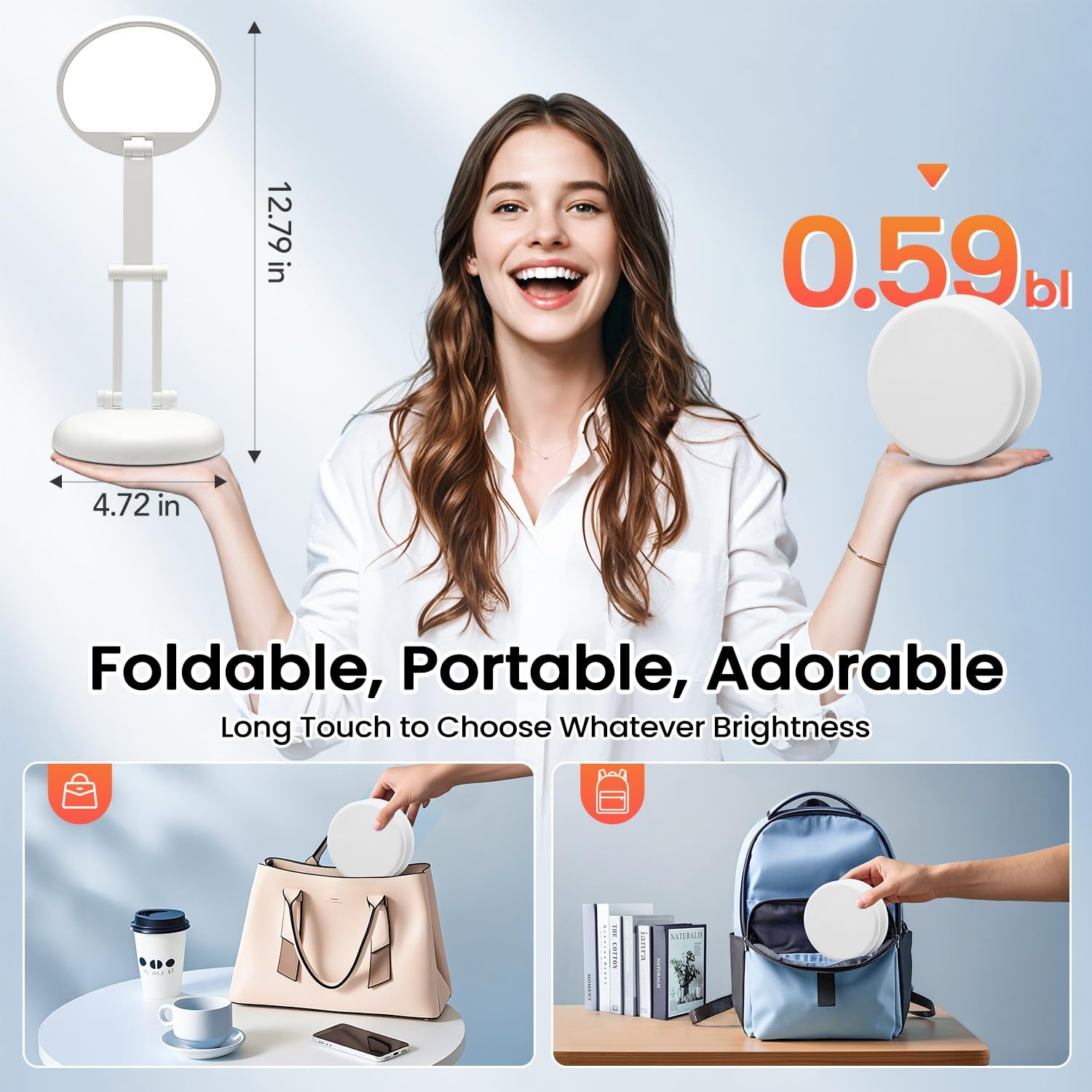One Fire Cordless Desk Lamp,Dimmable Small Battery Powered Lights,3600mAh Rechargeable Wireless Table Lamp,Mini Lamp&Portable Light for Bed,Book Reading,Home for Small Spaces,Nail Light,Craft,Office - Image 3
