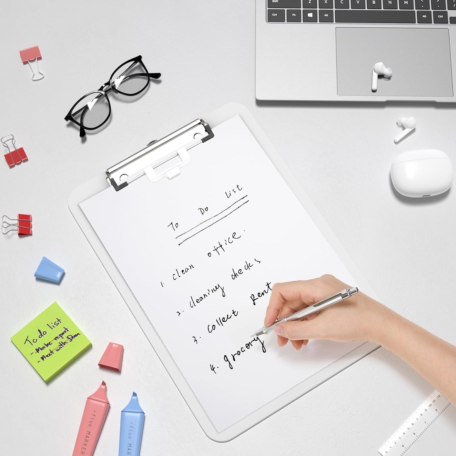 Hongri Plastic Clipboard, White 8.5x11" Clipboard, A4 Letter Size Clipboards for Nurses, Students, Office and Women, Clipboard with Pen Holder and Low Profile Clip, Size 12.5 x 9 Inch(White) - Image 8