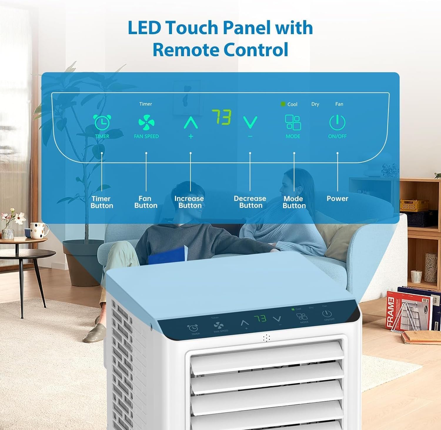8,000 BTU Portable Air Conditioner, AC Unit with Built-in Cool, Dehumidifier & Fan Modes for Room up to 350 sq.ft, Conditioner Remote Control, 24 Hour Timer, Installation Kit - Image 3