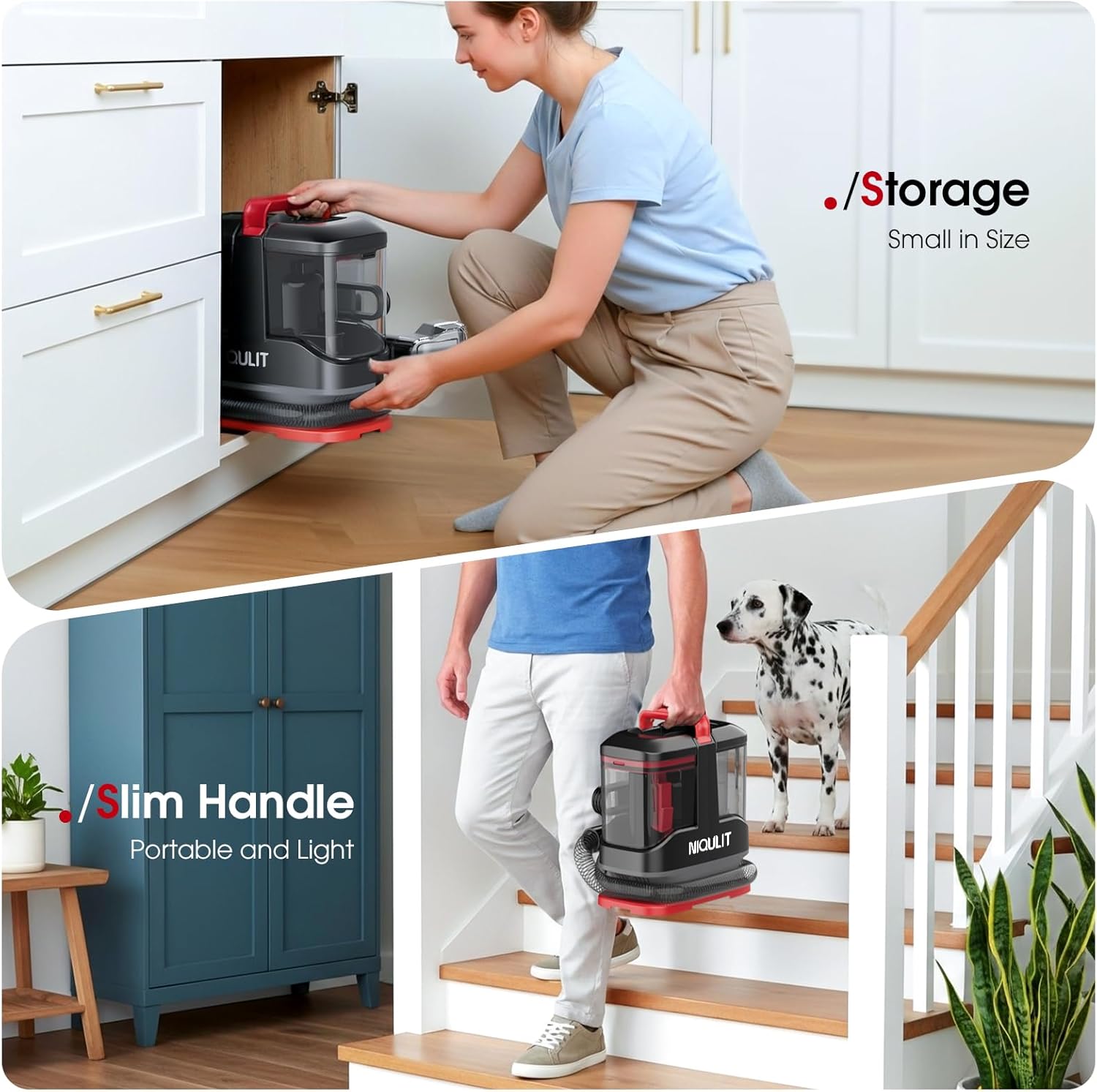 Portable Carpet and Upholstery Cleaner, 15Kpa Spot Cleaner Machine for Pets, Furniture Cleaner for Sofa, Area Rugs, Couch and Car, Carpet Cleaning Machine with Dual Brush Heads & Self-Cleaning System - Image 7