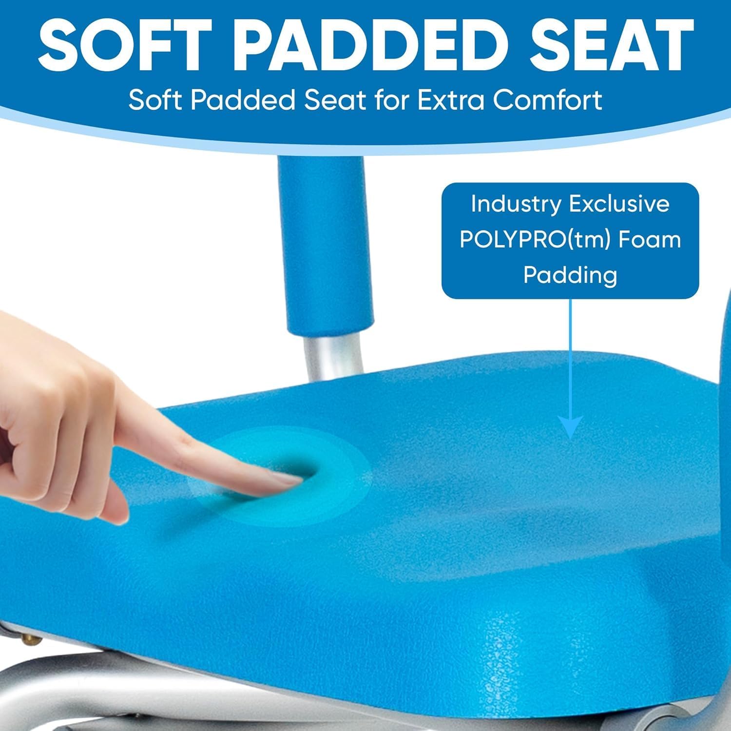 Platinum Health Carousel Sliding Shower Chair Tub Transfer Bench with Swivel Seat, Premium Padded, Pivoting Arms, Adjustable Space Saving Design for Tubs, Inside Shower, for Handicap & Seniors, Blue - Image 6
