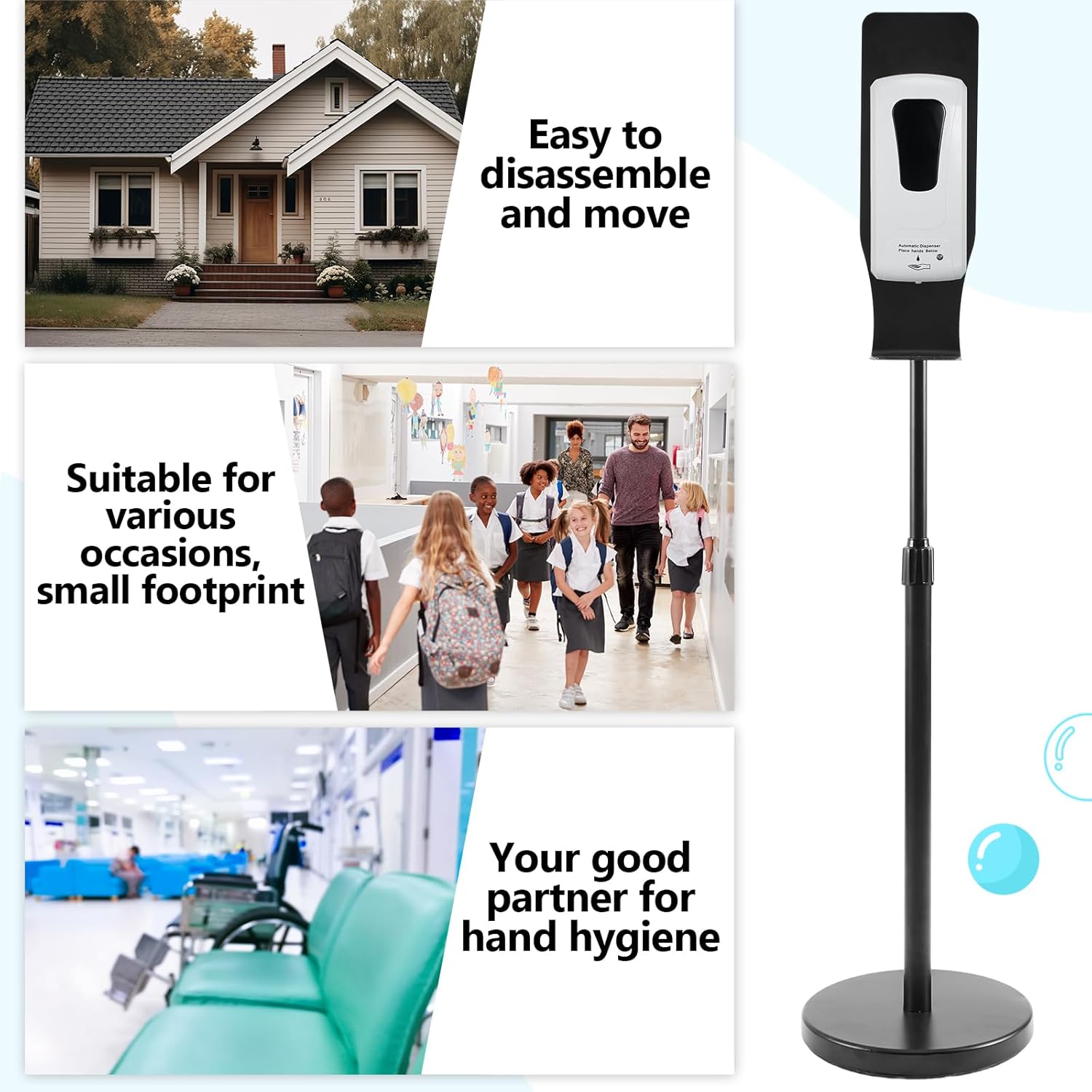 Blulu 2 Pack Automatic Hand Sanitizer Dispenser with Stand and Drip Catcher and Refillable Bottle Stand Sanitizing Station for Restaurants, Schools, Churches - Image 6