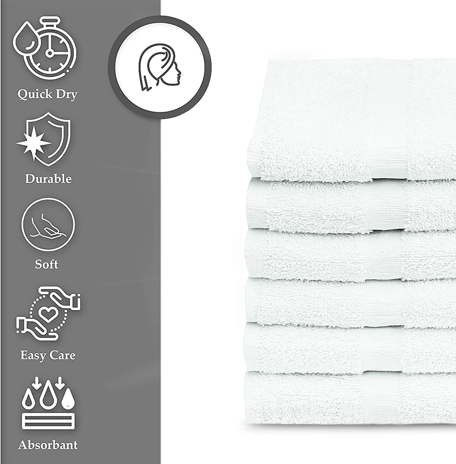 GOLD TEXTILES Bulk Bath Towels White 12 Pack (22x44 Inches) Economy Light Weight Easycare - Image 2