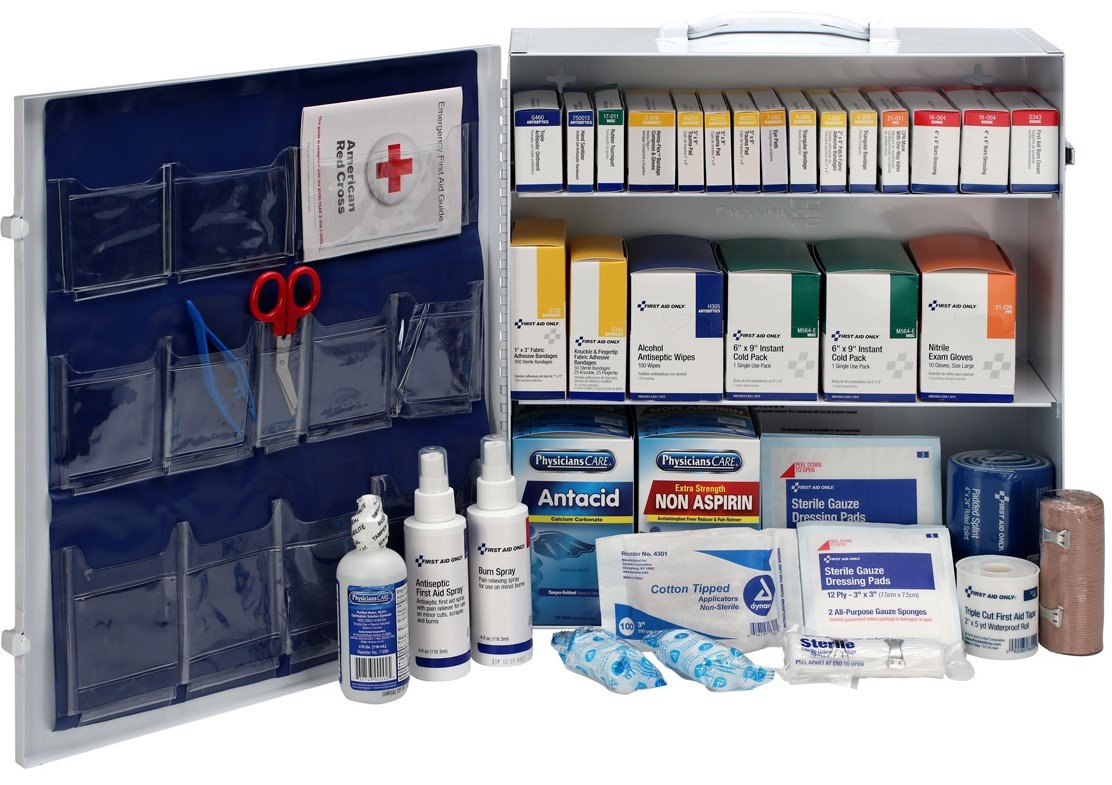 First Aid Only 90575 3-Shelf ANSI B+ and OSHA-Compliant First Aid Kit, 100-150-Person Emergency First Aid Kit for Business and Worksite, First Aid Metal Cabinet with Medications, 676 Pieces - Image 4