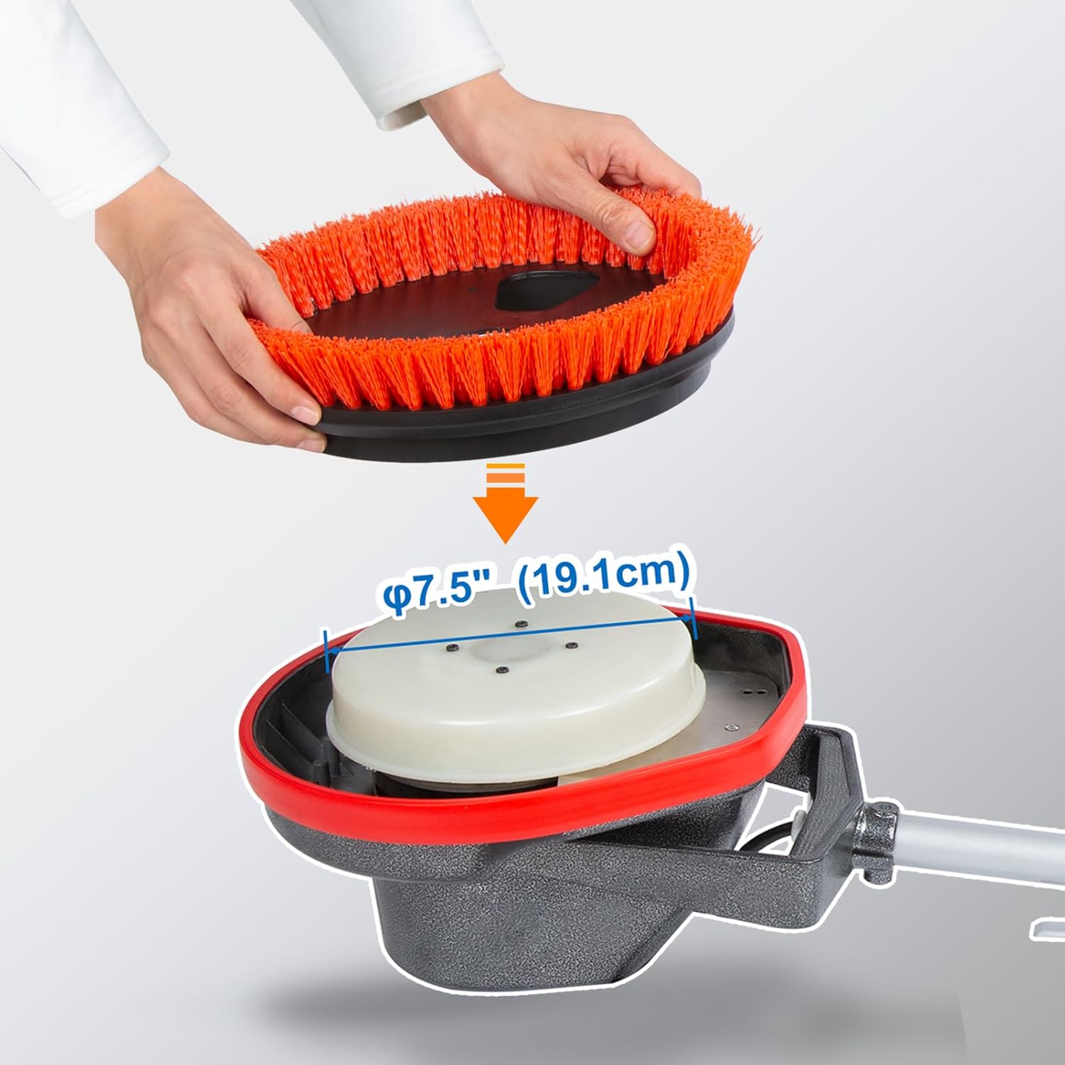 Commercial Scrub Brush for Orbital Floor Scrubber, Compatible with Oreck Orbiter XL ORB550MC, Bissell BGEM9000, 12" Diameter, Heavy-Duty Brush, Orange - Image 3