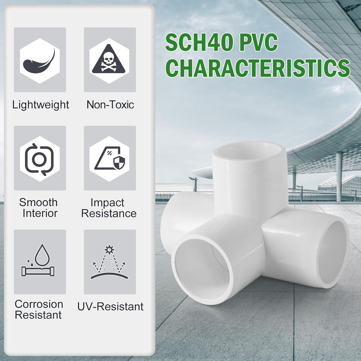 4 Way PVC Pipe Fittings 3/4 Inch, Zernmiarder White PVC Elbow Corner Side Outlet Tee Fitting, SCH40 Furniture Grade Pipe Connectors - Fits 3/4" Polyvinyl Chloride Pipes, 4 Pieces - Image 4