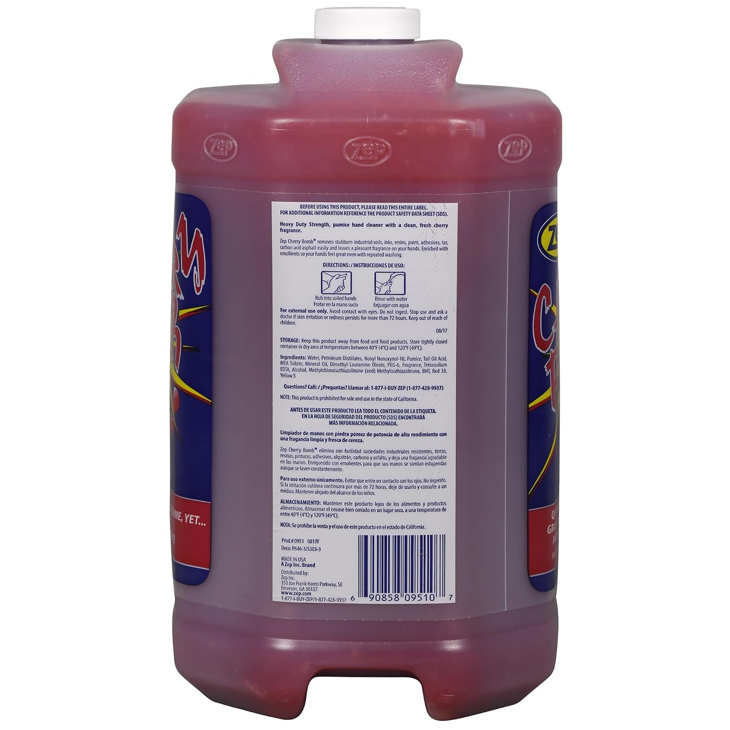 Zep Cherry Bomb Hand Cleaner - 1 Gallon (Case of 4) 95124 - Removes Stubborn Industrial Soils Such As Grease, Tar, Carbon, Asphalt, Inks, Resins, Paints and Adhesives - Image 3