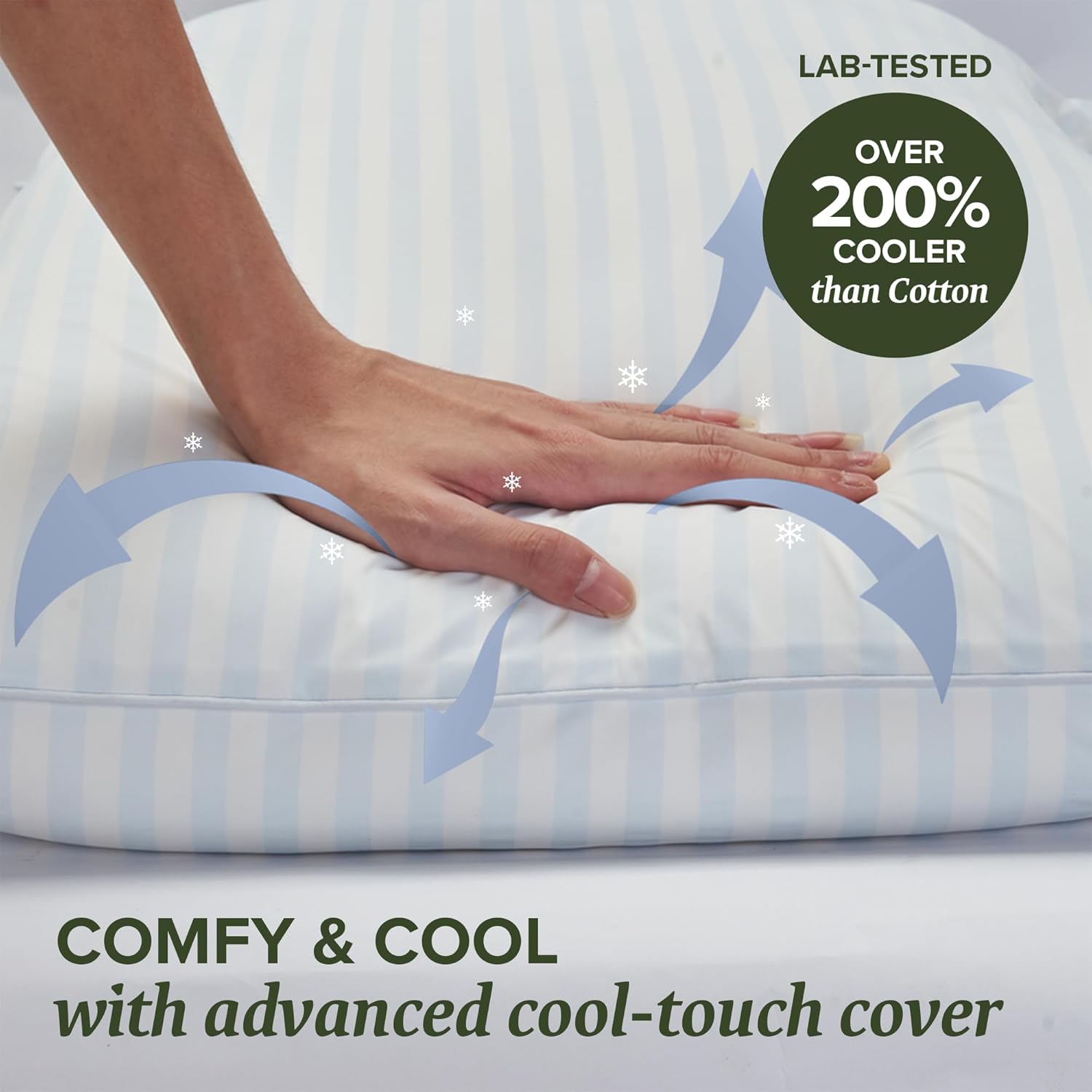 Beckham Hotel Collection Summer Sanctuary Queen Pillow - Cooling Qmax Adjustable Down Alternative Pillow w/Extra Fill, Ideal for Side Back Stomach Sleepers - Image 2