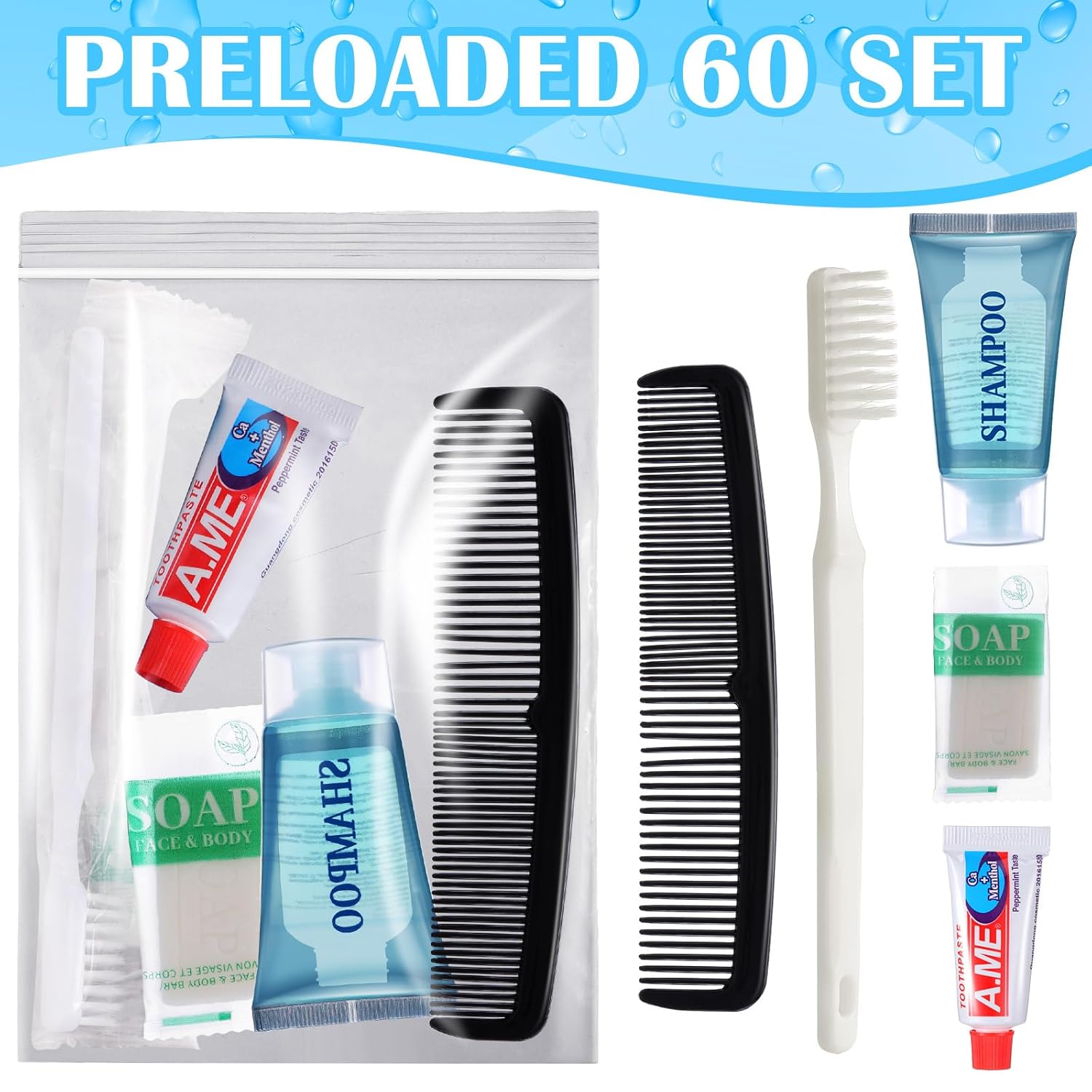 60 Pcs Basic Toiletry Set Homeless Hygiene Kits Homeless Care Package Supplies Travel Toiletry Bulk for Men Women Charity Reusable Supplies - Image 2