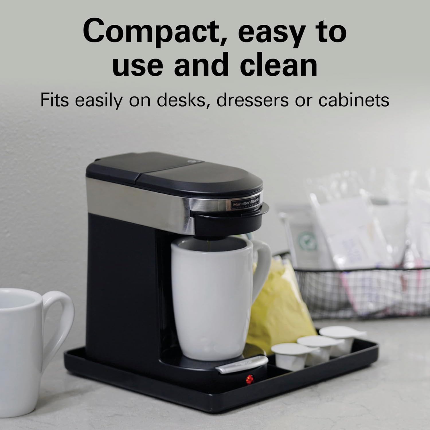 Hamilton Beach Commercial Deluxe 1-Cup Coffee Maker, Black/Stainless-Steel, 3-Minute Brew Time, Auto Shutoff, Coffee Pod Brewer, cUL Certified, HDC200S-CA - Image 2