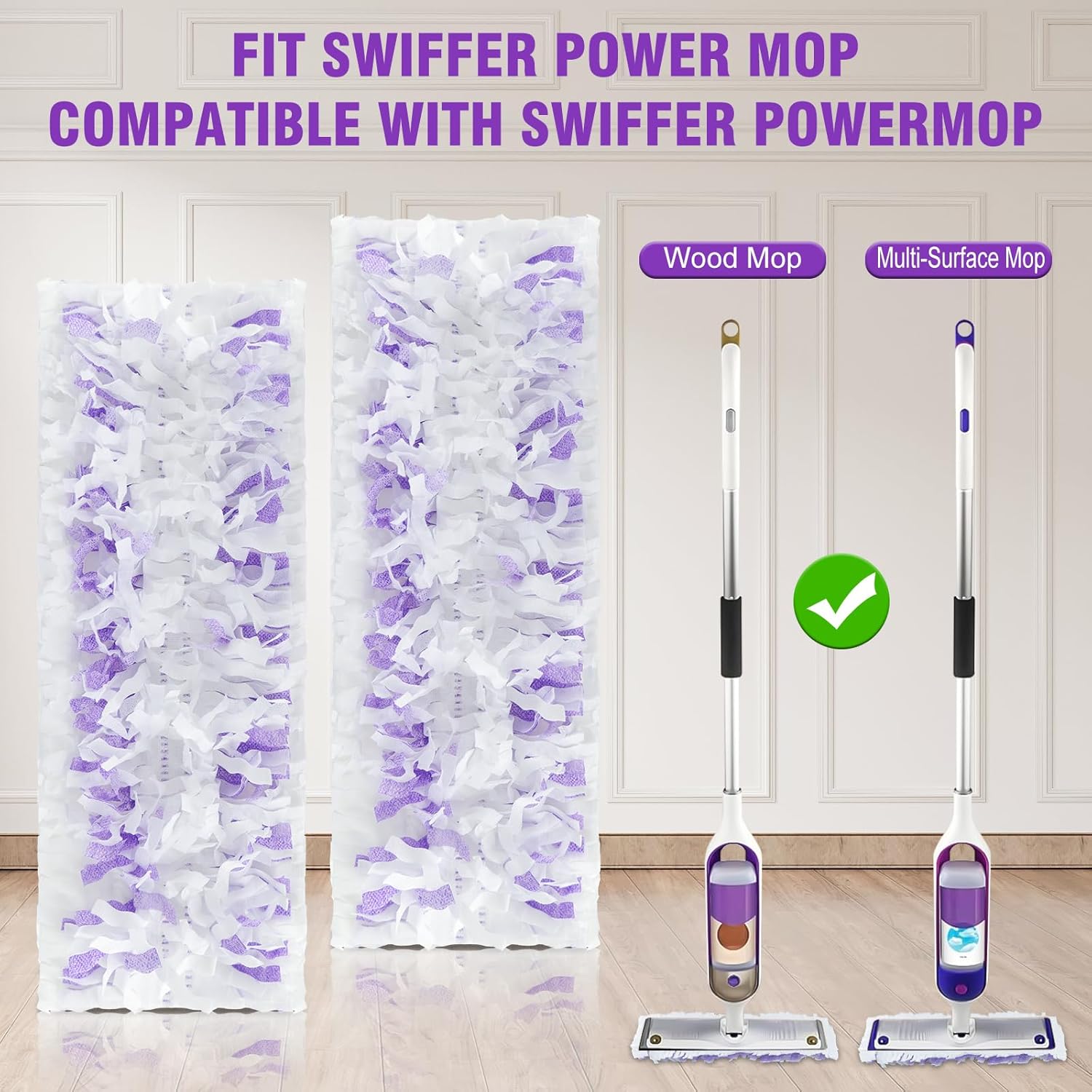 40 Pack Power Mop Refills for Swiffer Power Mop,Unscented&Thickened Multi-Surface and Wood Spray Mops for Floor Cleaning - Image 2